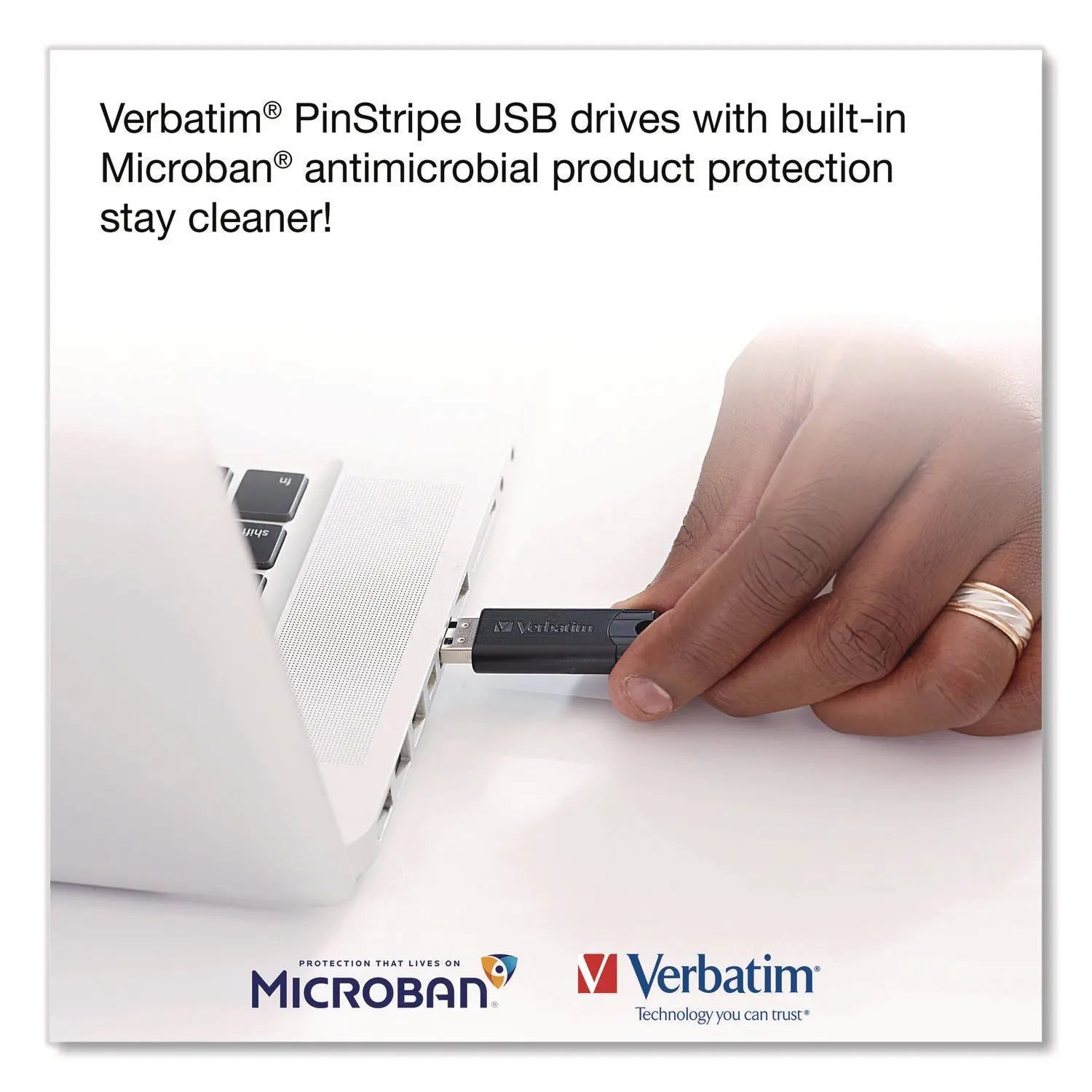 Verbatim® PinStripe USB 3.2 Flash Drive, 16 GB, Blue/Green/Red, 3/Pack