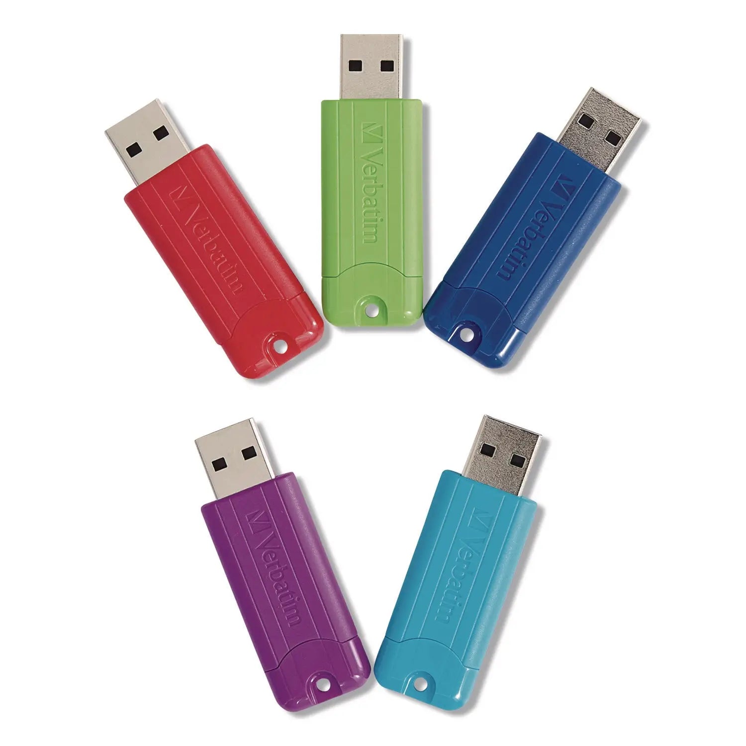 Verbatim® PinStripe USB 3.0 Flash Drive, 16 GB, Assorted Colors, 5/Pack