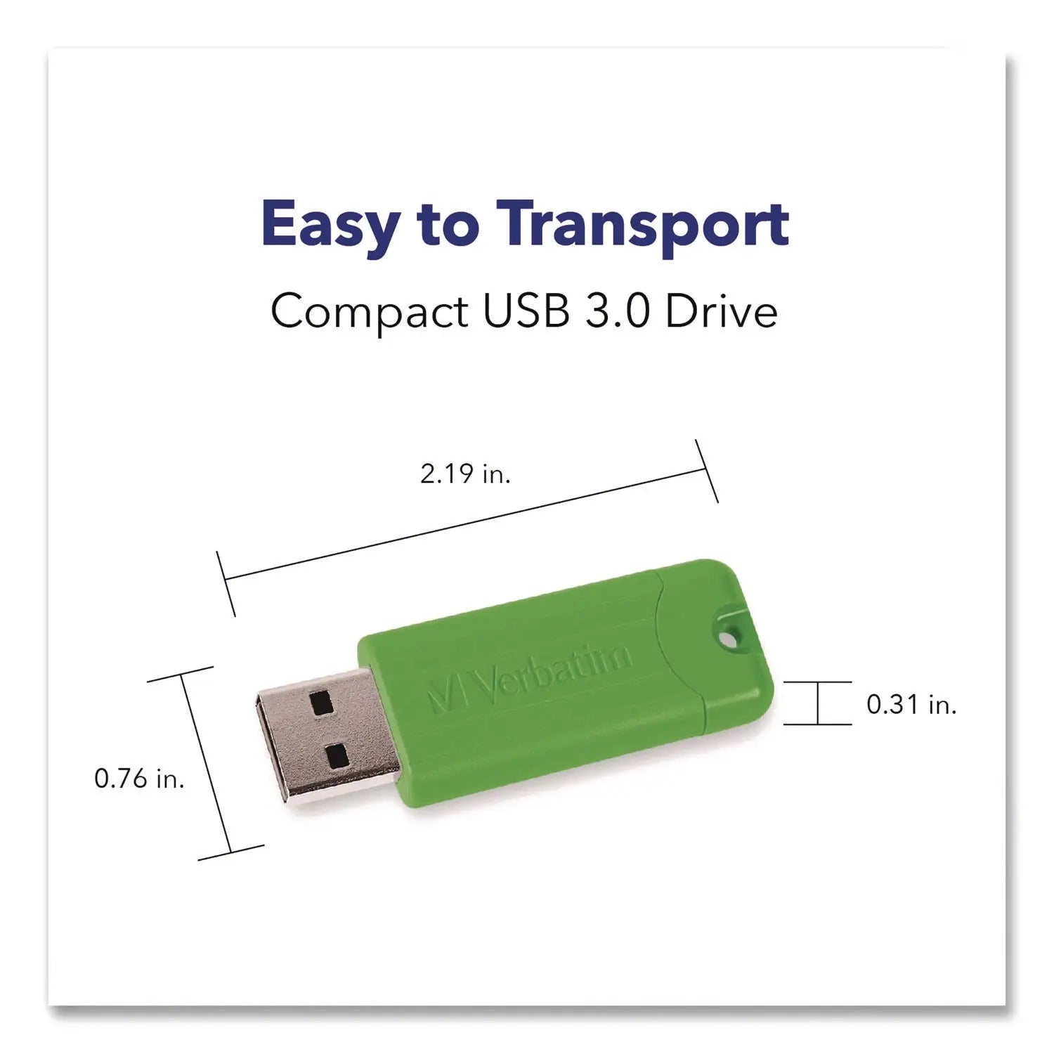 Verbatim® PinStripe USB 3.0 Flash Drive, 32 GB, Assorted Colors, 5/Pack
