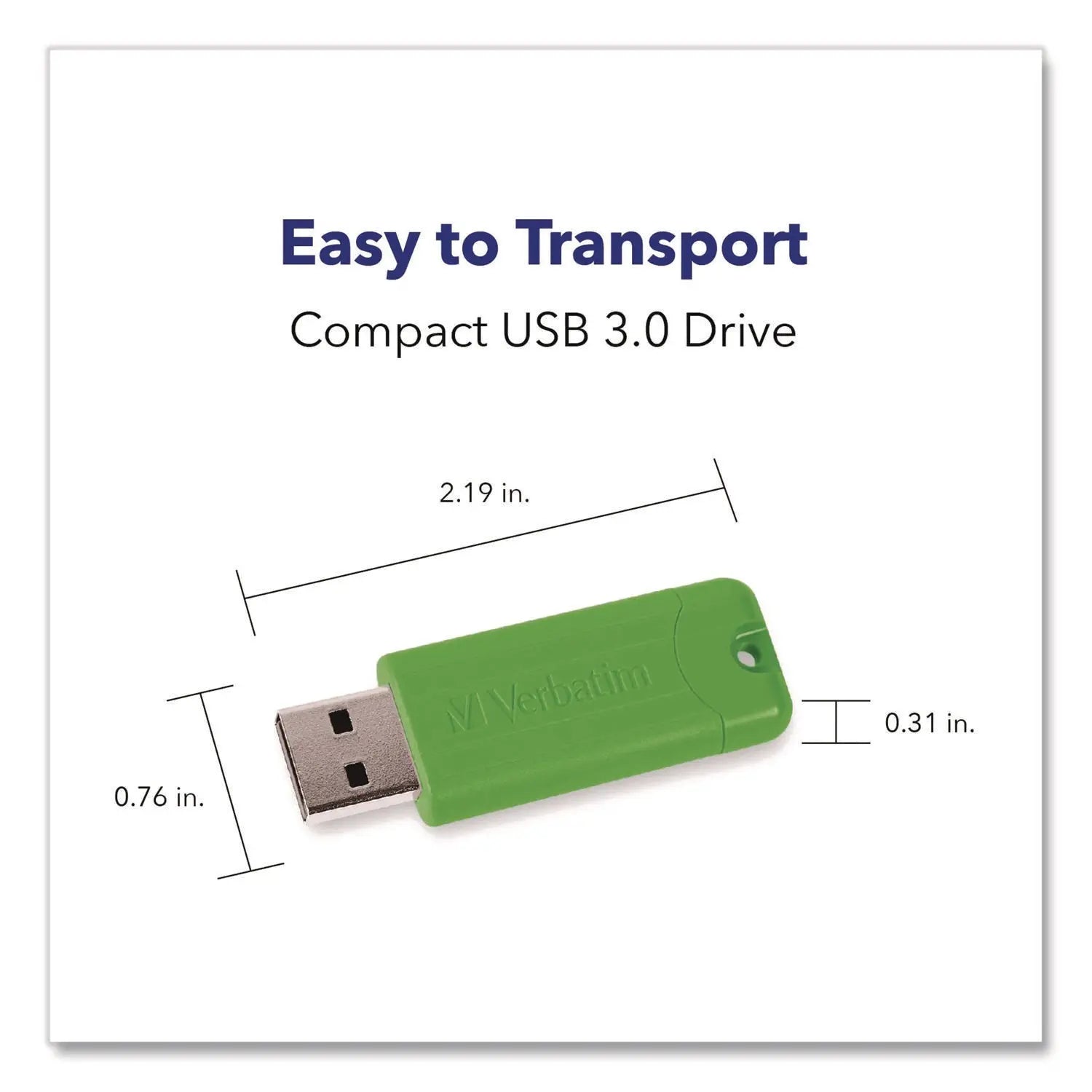 Verbatim® PinStripe USB 3.0 Flash Drive, 32 GB, Assorted Colors, 5/Pack