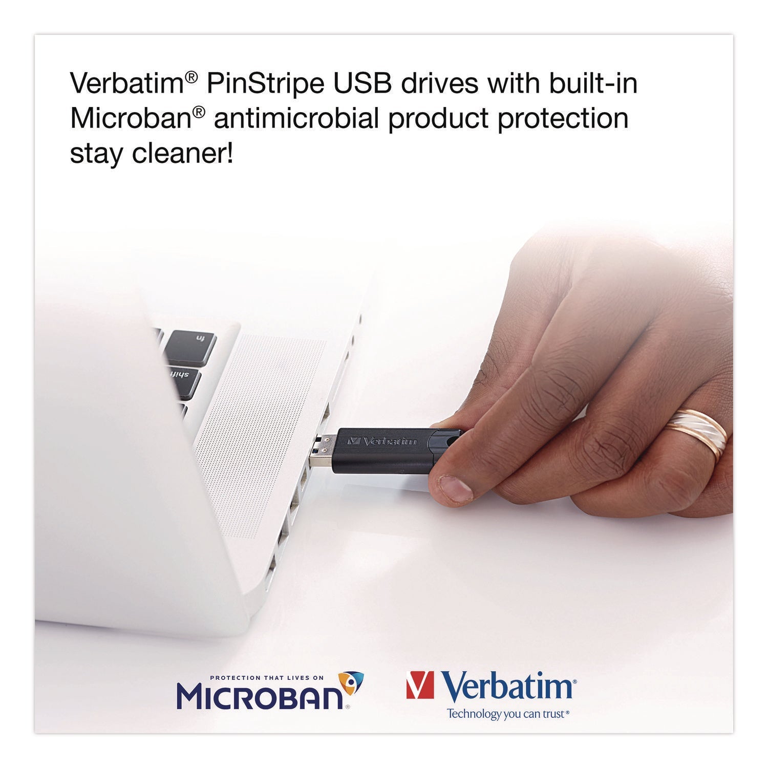 Verbatim® Pinstripe USB 3.2 Flash Drive, 32 GB, Black 10/Pack