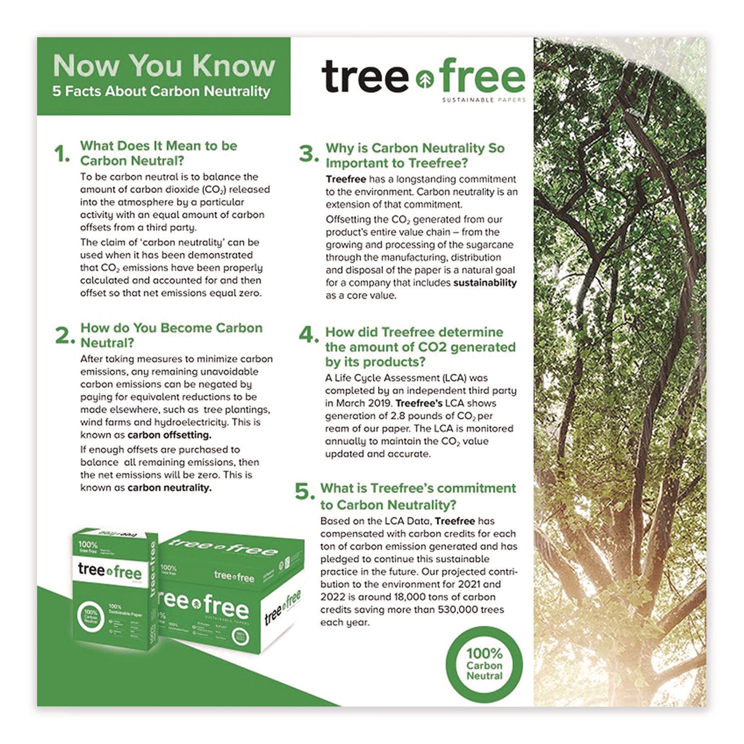 TreeZero™ TreeFree Multipurpose Paper, 92 Bright, 20 lb Bond Weight, 8.5 x 11, White, 500 Sheets/Ream, 10 Reams/Carton