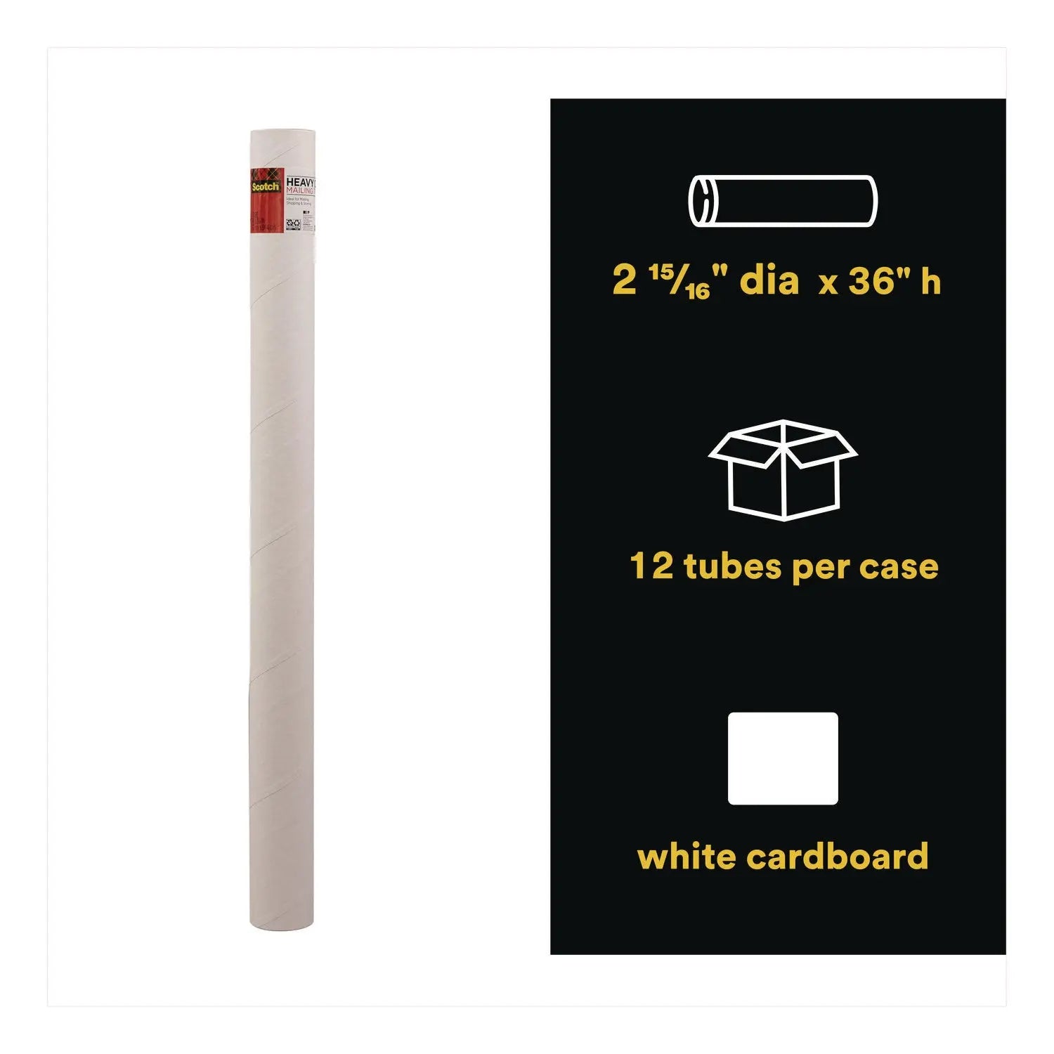Scotch™ Mailing Tube, 36" Long, 3" Diameter, White