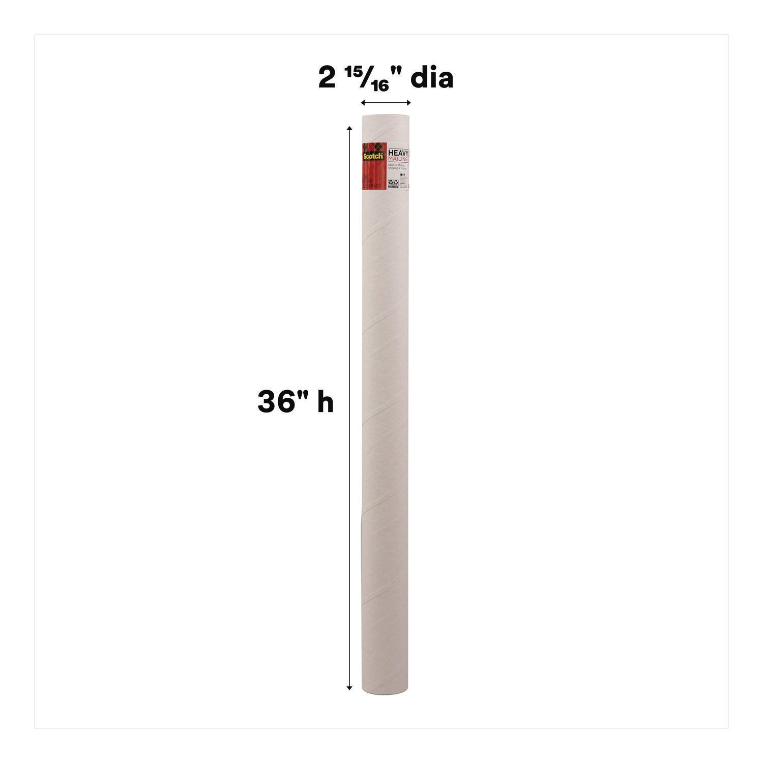 Scotch™ Mailing Tube, 36" Long, 3" Diameter, White, 12/Carton