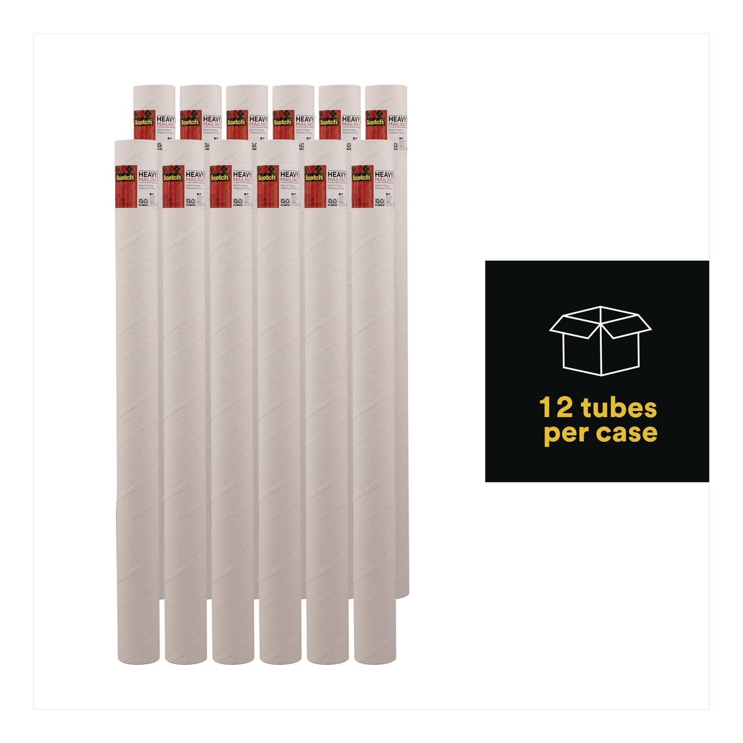 Scotch™ Mailing Tube, 36" Long, 3" Diameter, White, 12/Carton