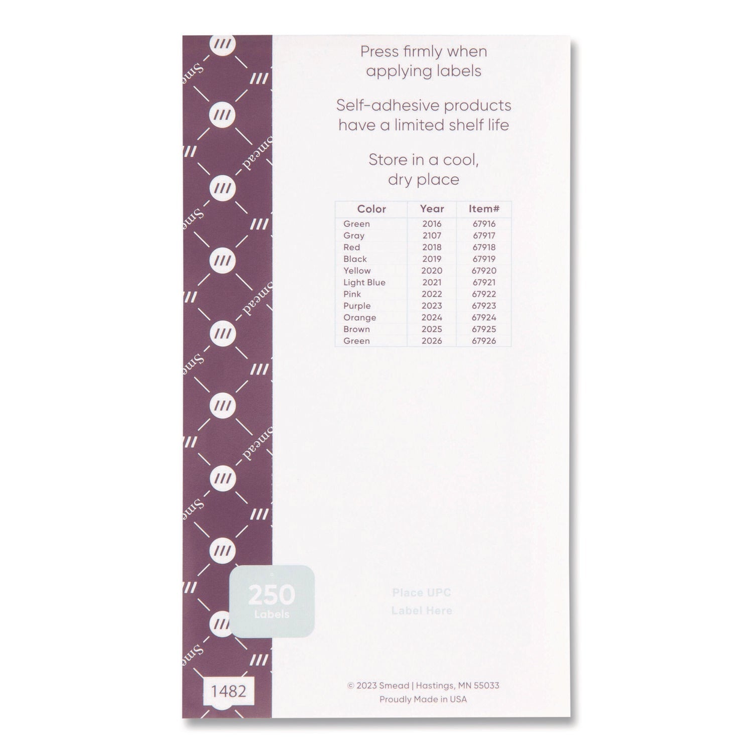 Smead Yearly End Tab File Folder Labels, 0.5 x 1, Green, 25/Sheet, 10 Sheets/Pack