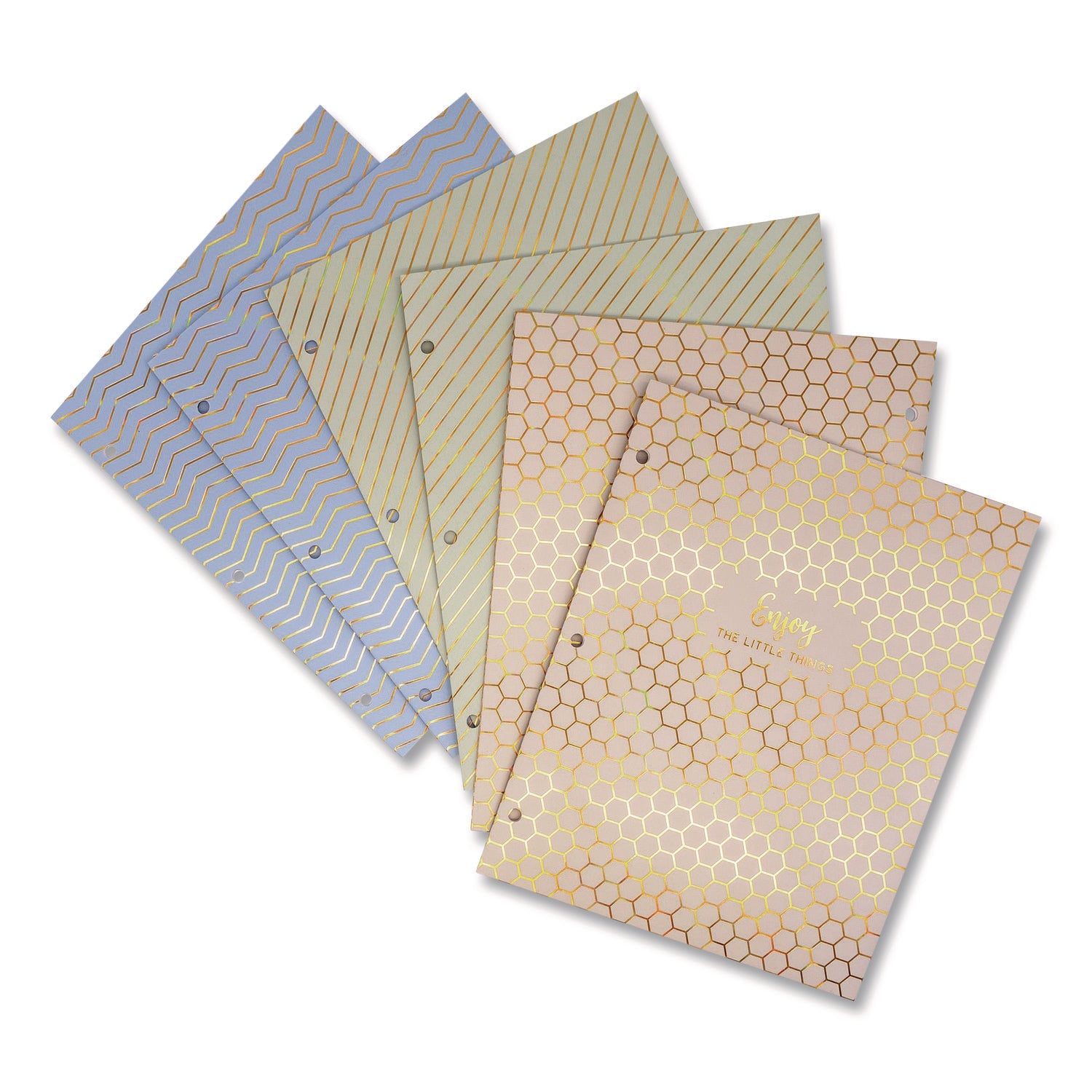 PUKKA PAD® Two-Pocket Portfolio Folder, 1" Capacity, 9.6 x 11.9, Haze, Blue/Green/Taupe, 6/Pack