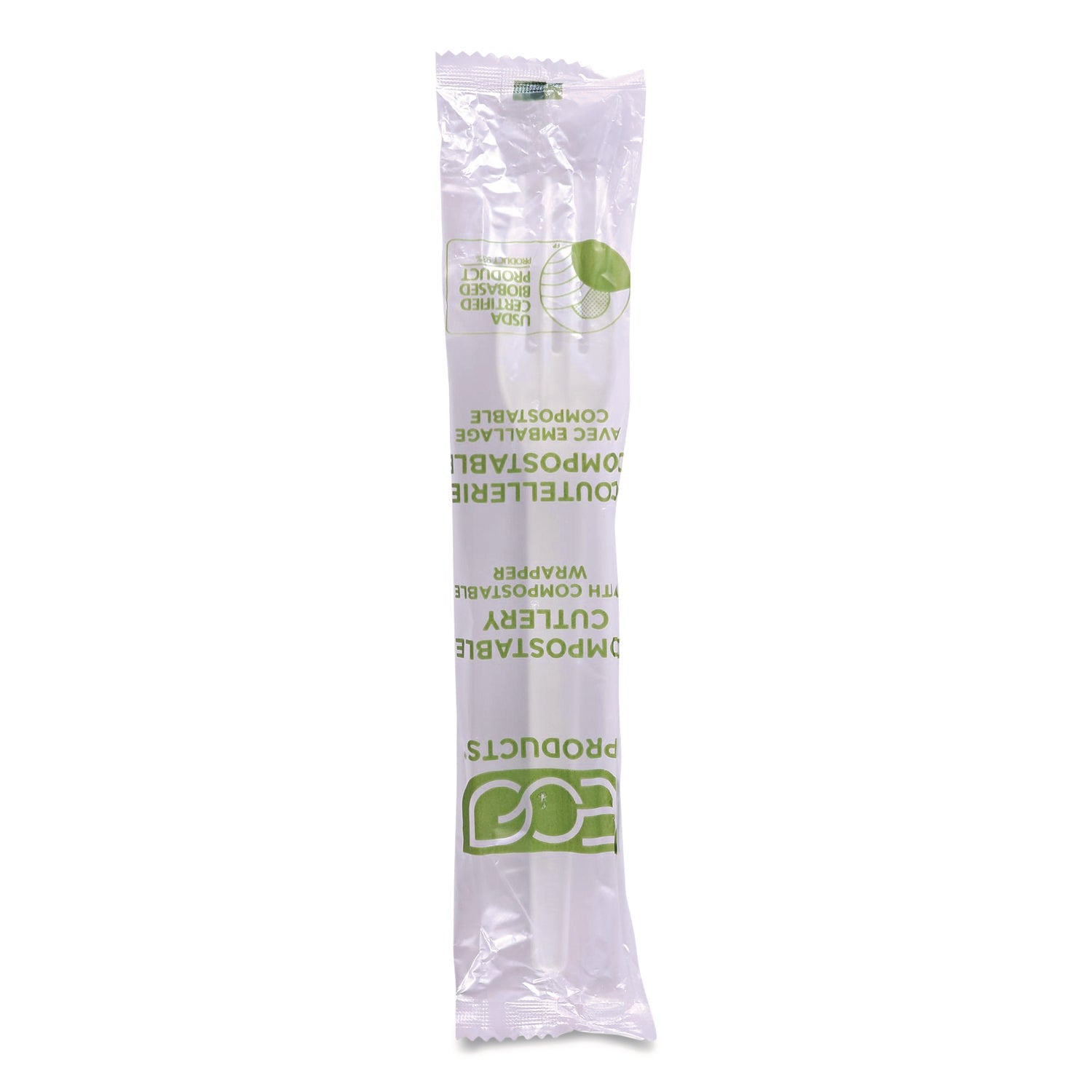 Eco-Products® Plantware CPLA Cutlery, Individually Wrapped, Fork, White, 1,000/Carton