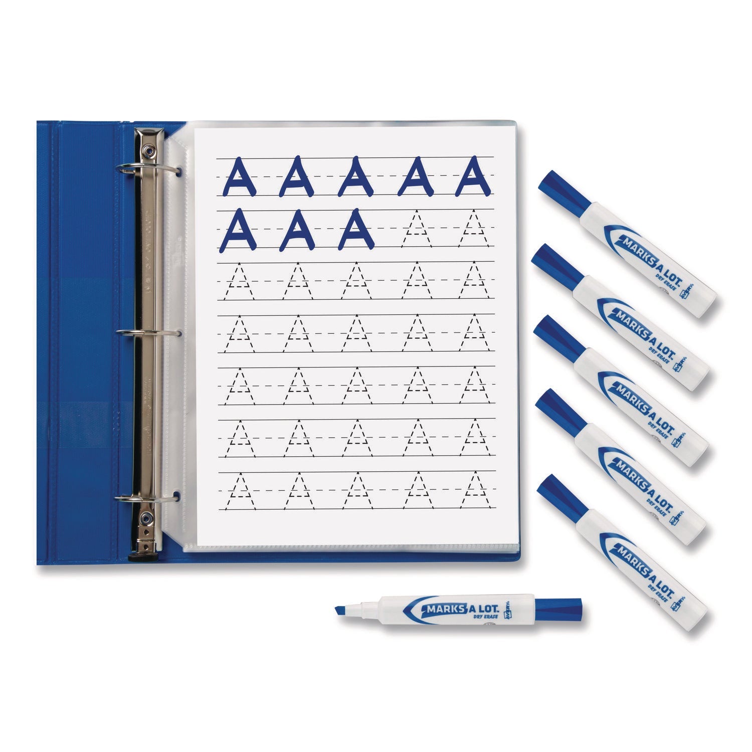 Avery® MARKS A LOT Desk-Style Dry Erase Markers, Broad Chisel Tip, Blue - Bloom Skins