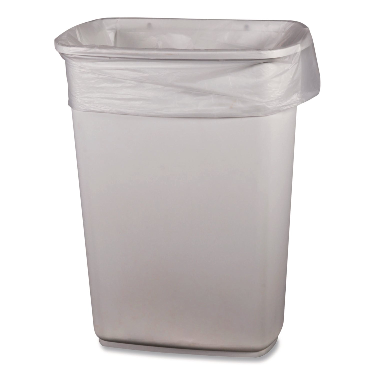 Boardwalk® Low-Density Waste Can Liners, 30 gal, 0.5 mil, 30 x 36, Clear, Perforated Roll, 250/Carton