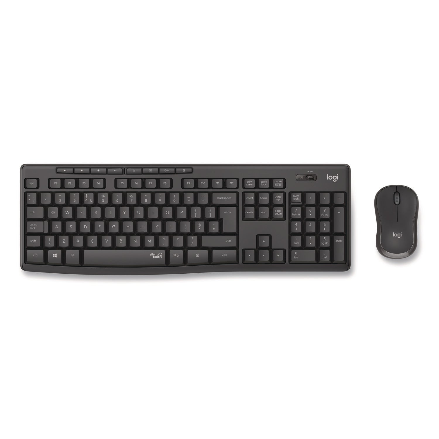 Logitech® MK295 Silent Wireless Combo, 2.4 GHz Frequency/33 ft Wireless Range, Graphite