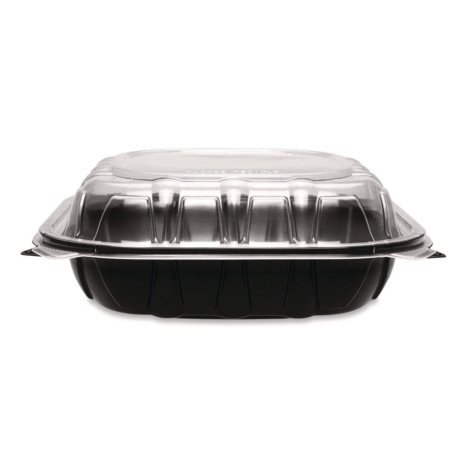 Karat® Polypropylene Plastic Hinged Container, 9 x 9 x 3, Black/Clear, Plastic, 50/Pack, 3 Packs/Carton