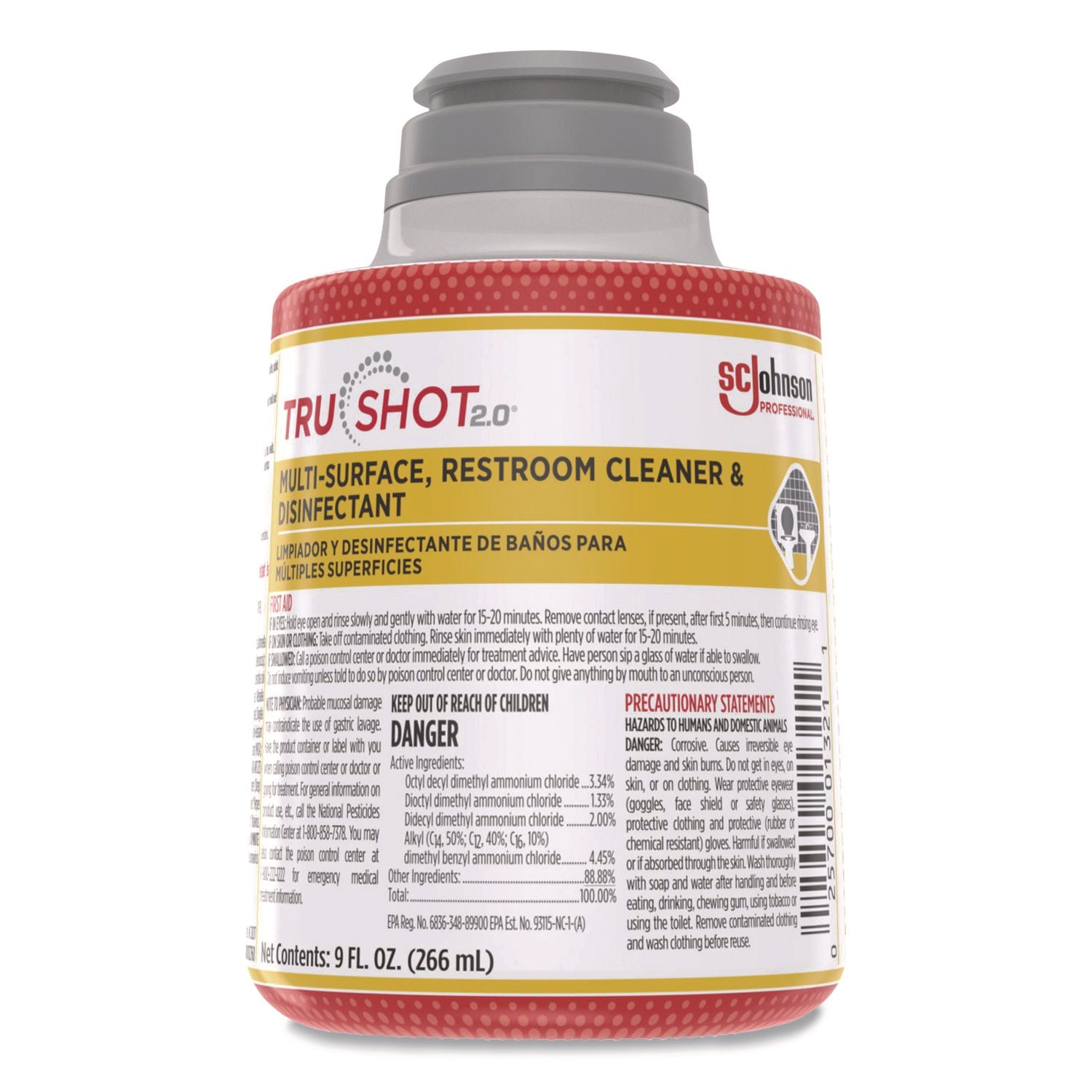 SC Johnson Professional® TruShot 2.0 Disinfectant Multisurface Cleaner, Fresh Scent, 9 oz Cartridge, 4/Carton
