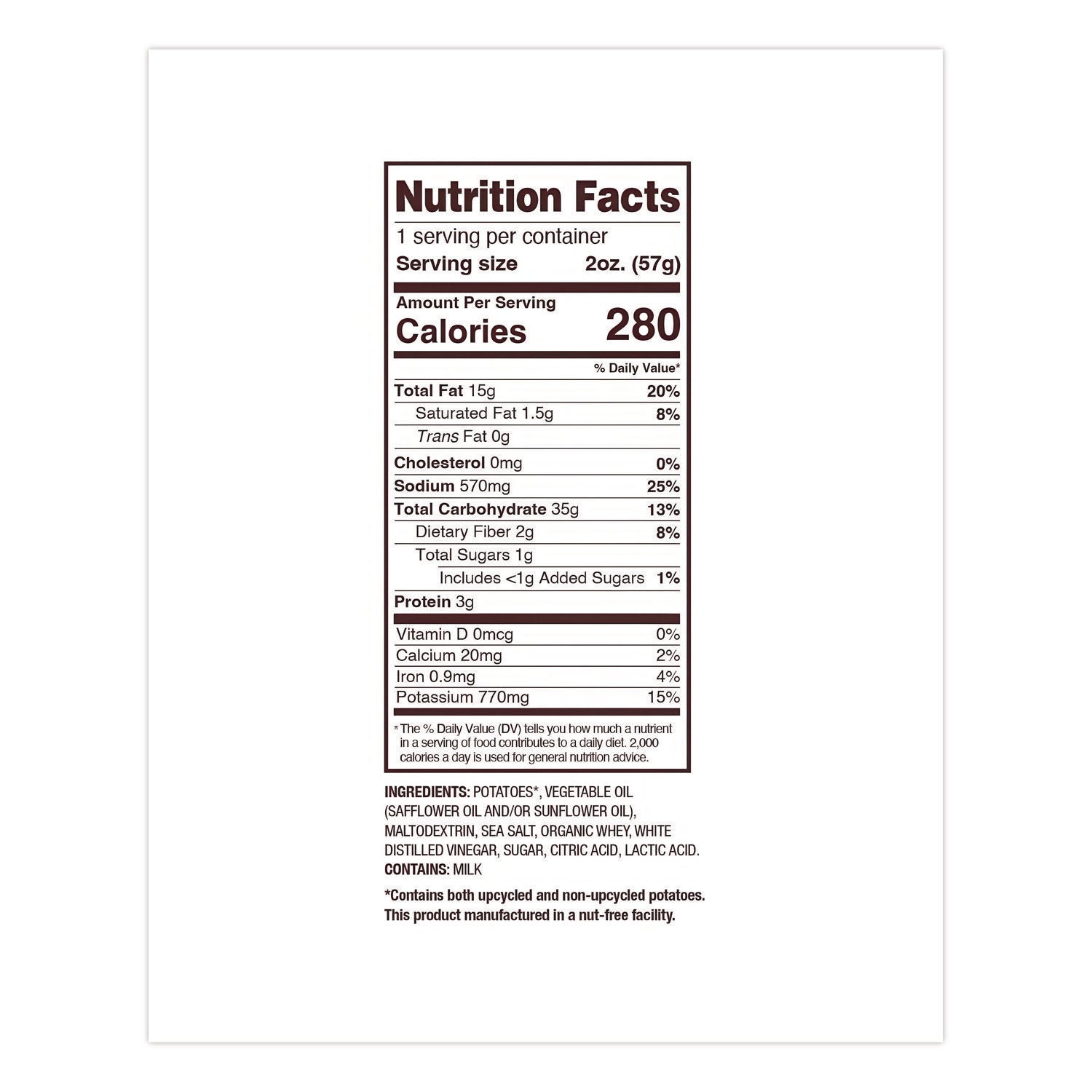 Uglies® Kettle Potato Chips, Salt and Vinegar, 2 oz Bags, 24/Carton