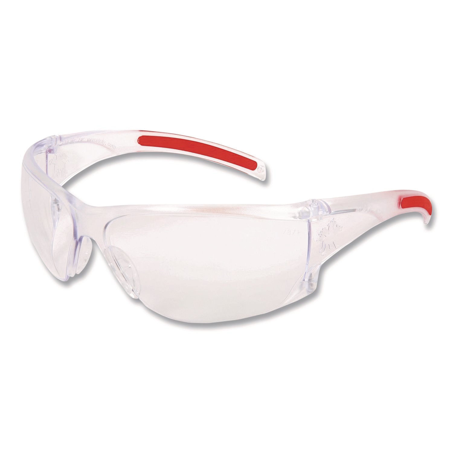 MCR™ Safety Hulk HK1 Series Safety Glasses, Anti-Fog, Clear/Red Plastic Frame, Clear Plastic Lens
