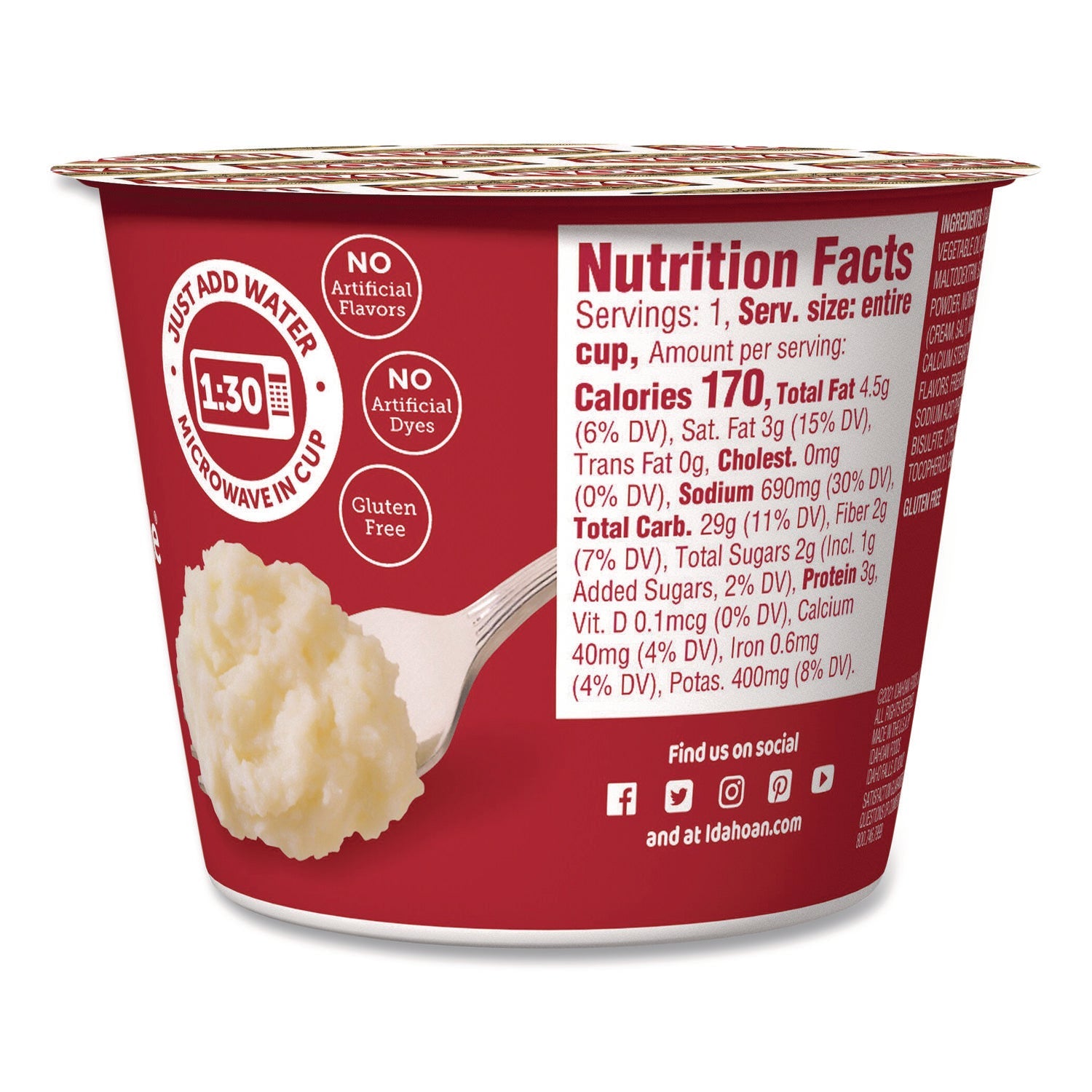 Idahoan® Buttery Homestyle Mashed Potatoes, 1.5 oz Cup, 10/Carton