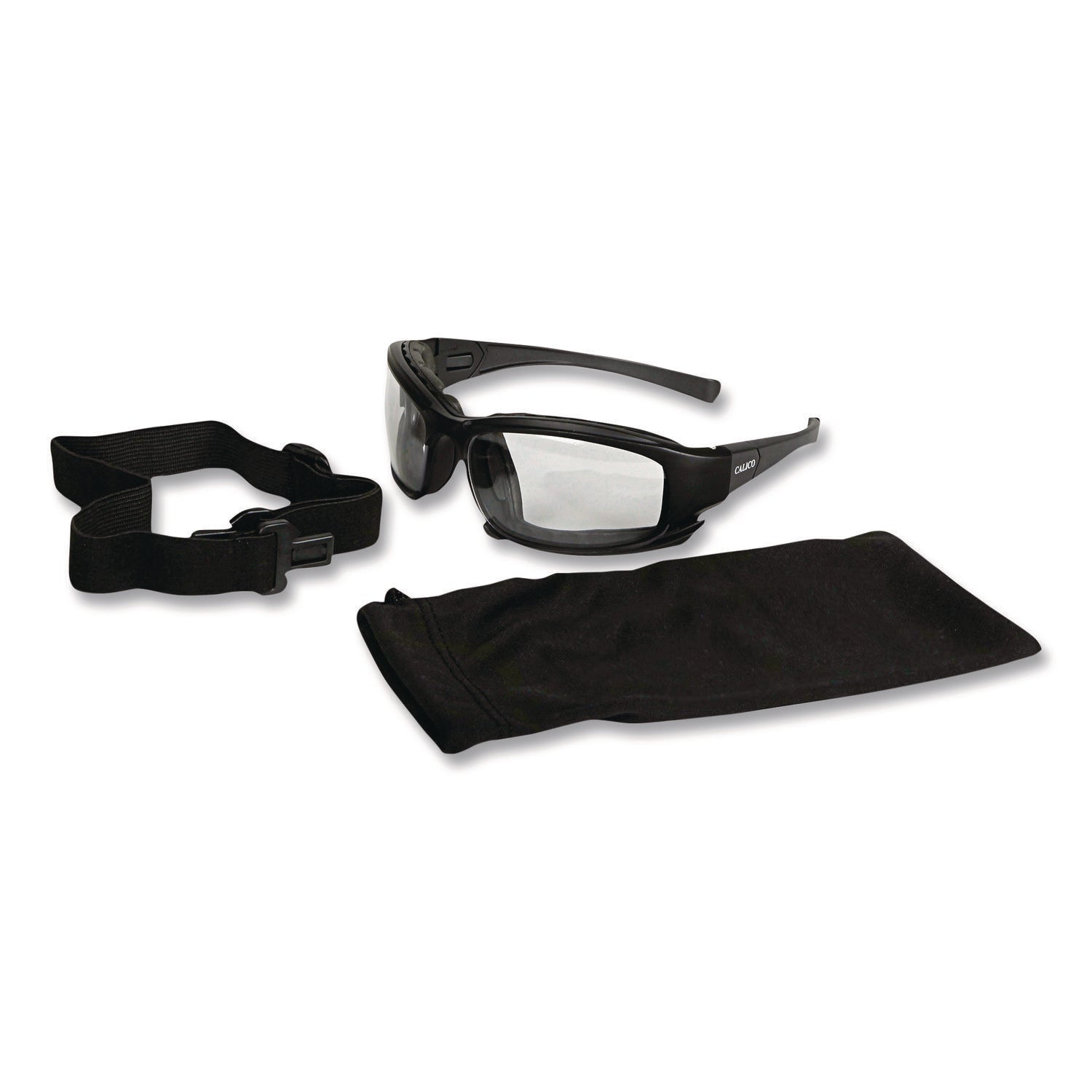 KleenGuard™ V50 Calico Safety Eyewear with Head Strap, KleenVision Anti-Fog Coating, Black Nylon Frame, Clear Polycarbonate Lens