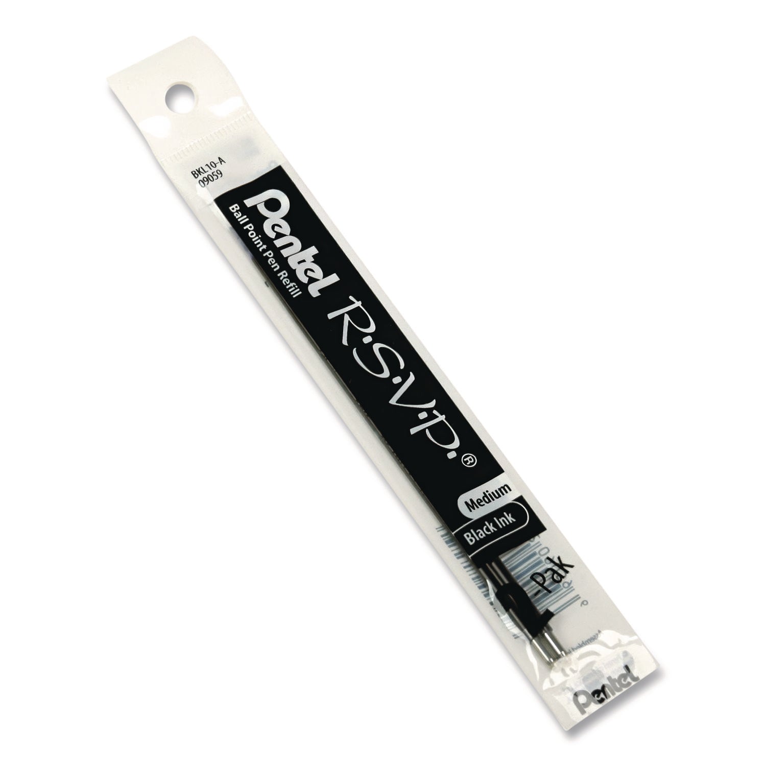 Pentel® Refill for Pentel R.S.V.P. Ballpoint Pens, Medium 1 mm Conical Tip, Black Ink, 2/Pack