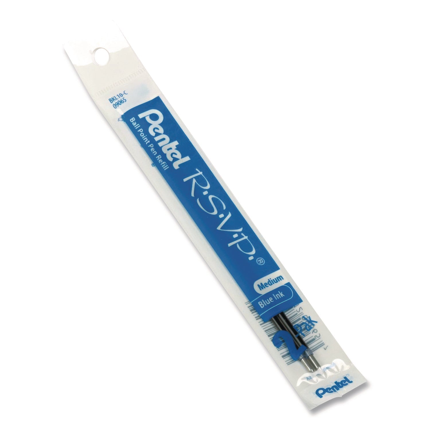 Pentel® Refill for Pentel R.S.V.P. Ballpoint Pens, Medium 1 mm Conical Tip, Blue Ink, 2/Pack