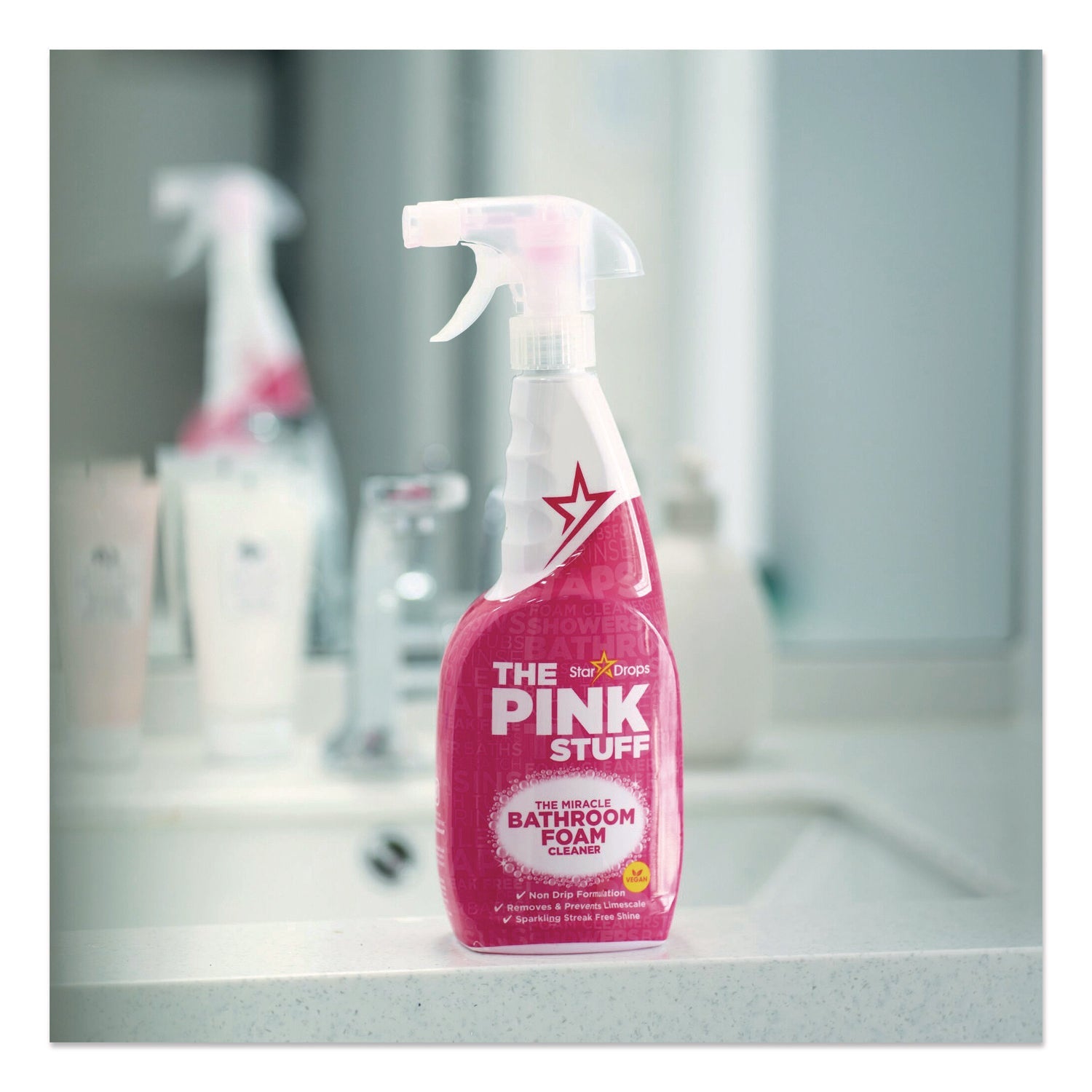 The Pink Stuff The Miracle Bathroom Foam Cleaner, Fruity Scent, 25.4 oz Trigger Spray Bottle