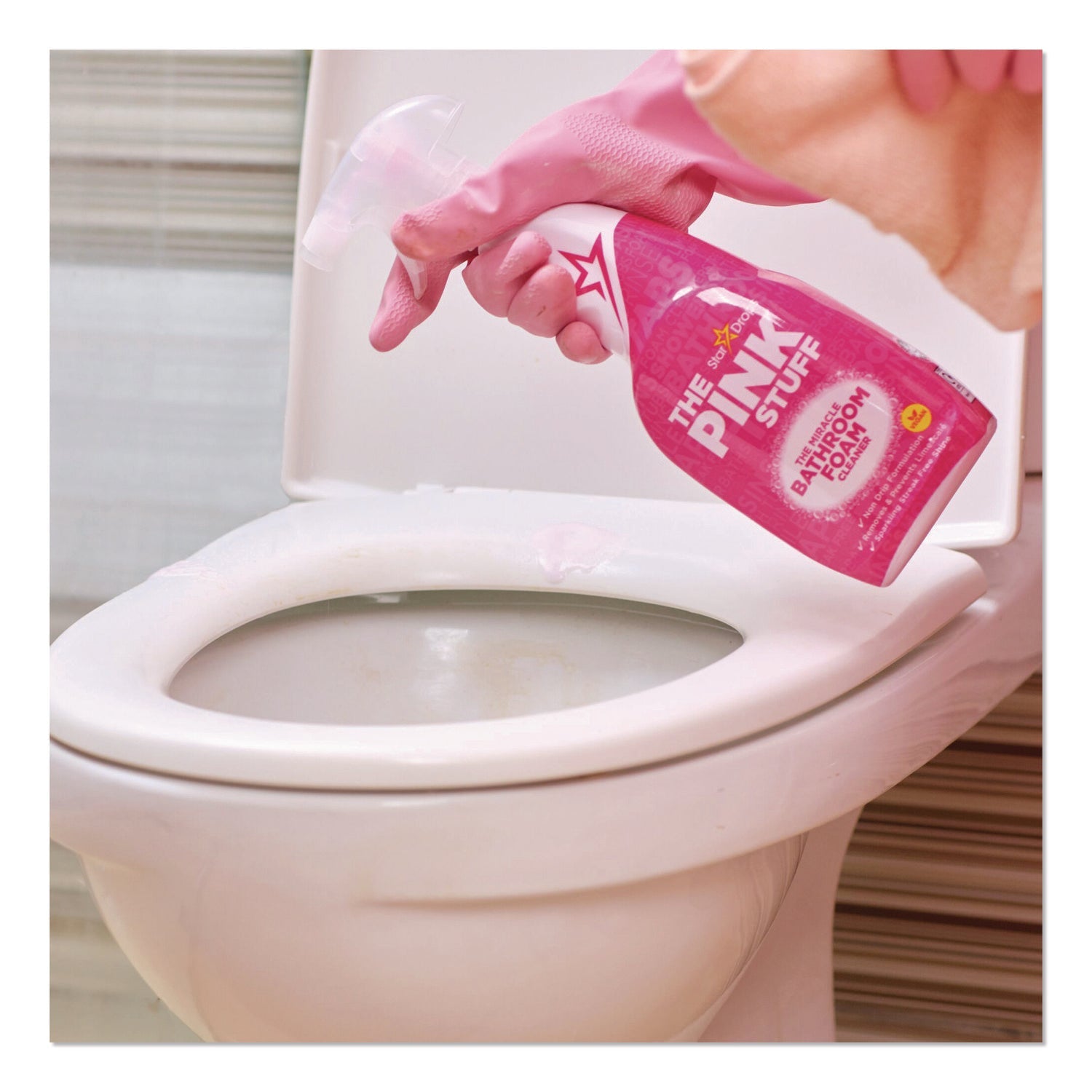 The Pink Stuff The Miracle Bathroom Foam Cleaner, Fruity Scent, 25.4 oz Trigger Spray Bottle