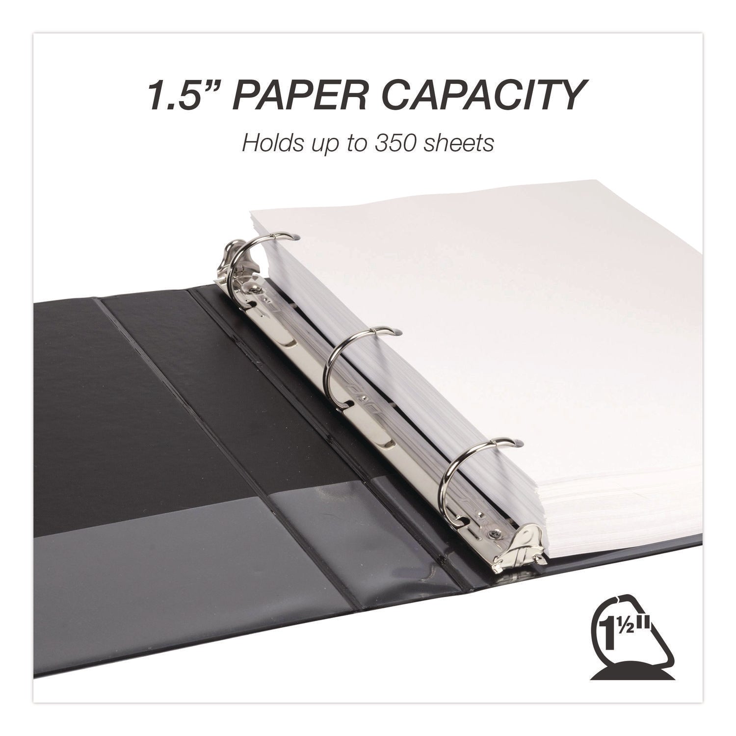 Samsill® Durable D-Ring View Binders, 3 Rings, 1.5" Capacity, 11.5" x 8.5", Black, 4/Pack