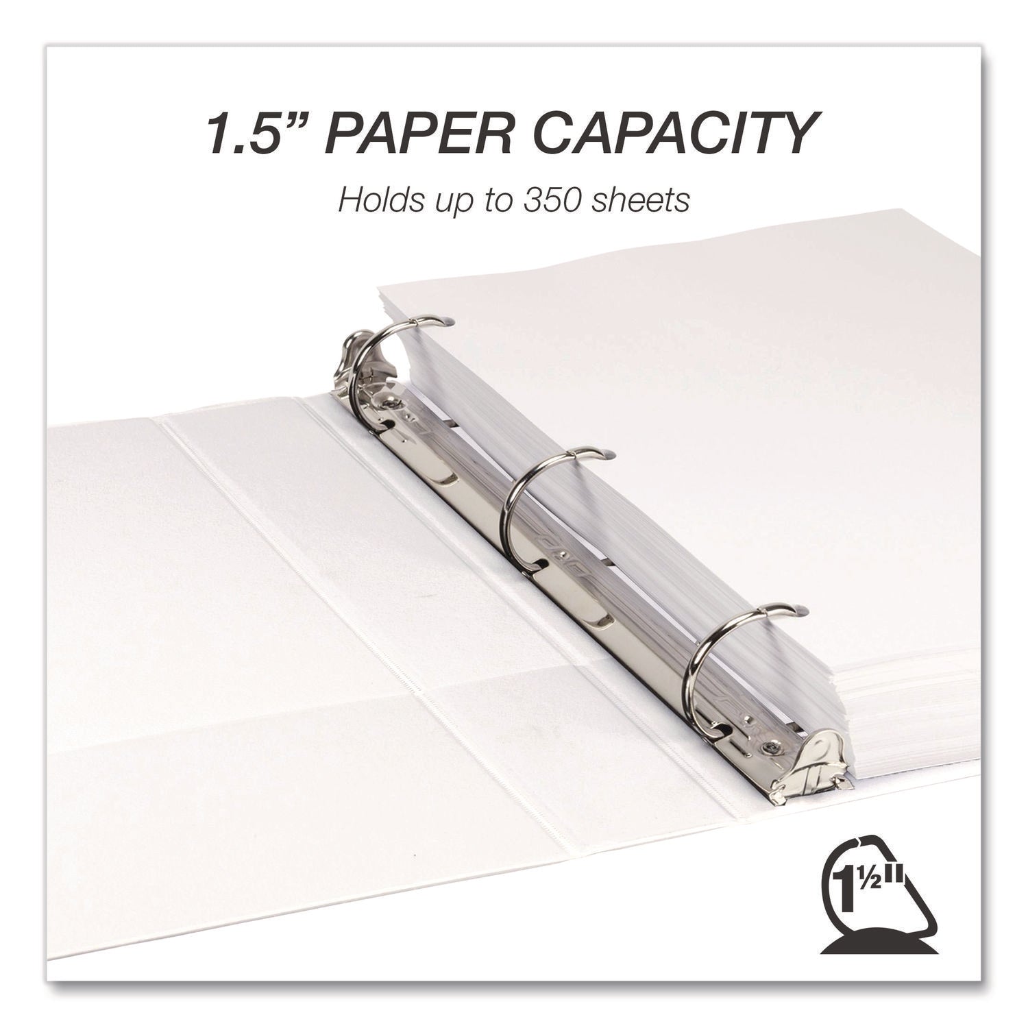 Samsill® Durable D-Ring View Binders, 3 Rings, 1.5" Capacity, 11.5" x 8.5", White, 4/Pack
