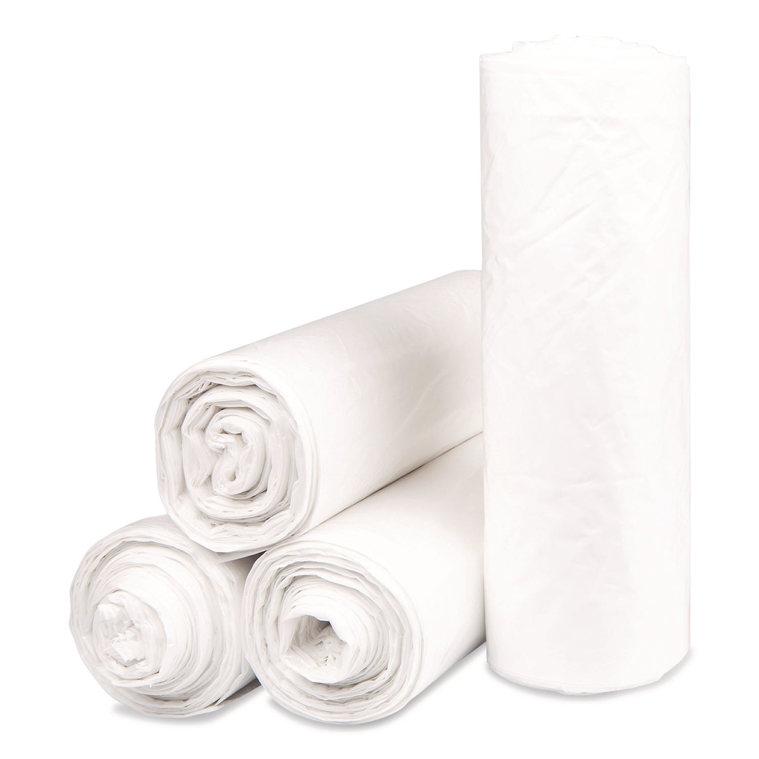 Inteplast Group Institutional Low-Density Can Liners, 33 gal, 0.8 mil, 33" x 39", Natural, Interleaved Roll, 25 Bags/Roll, 6 Rolls/Carton