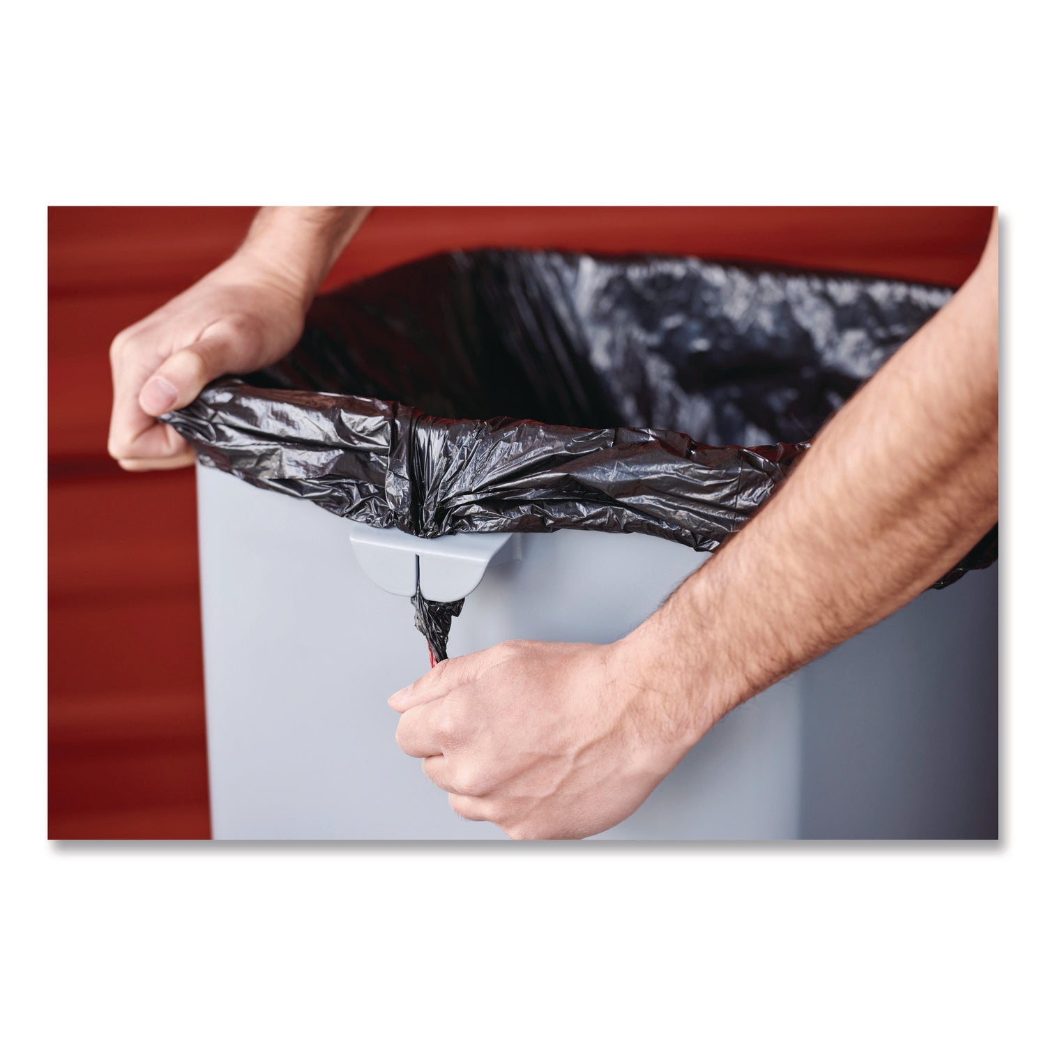 Rubbermaid® Commercial Universal Square Trash Can with Swing Lid, 23 gal, Plastic, Gray - Bloom Skins