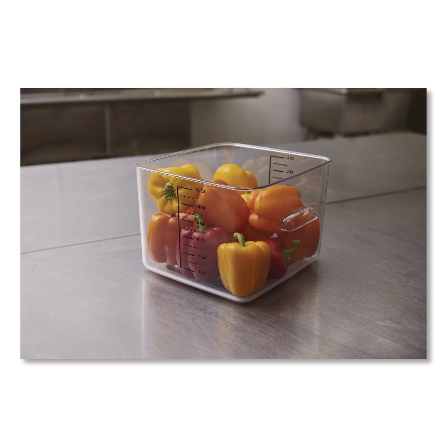 Rubbermaid® Commercial Square Storage Container, 12 qt, 10.5 x 11.31 x 7.75, Clear, Plastic