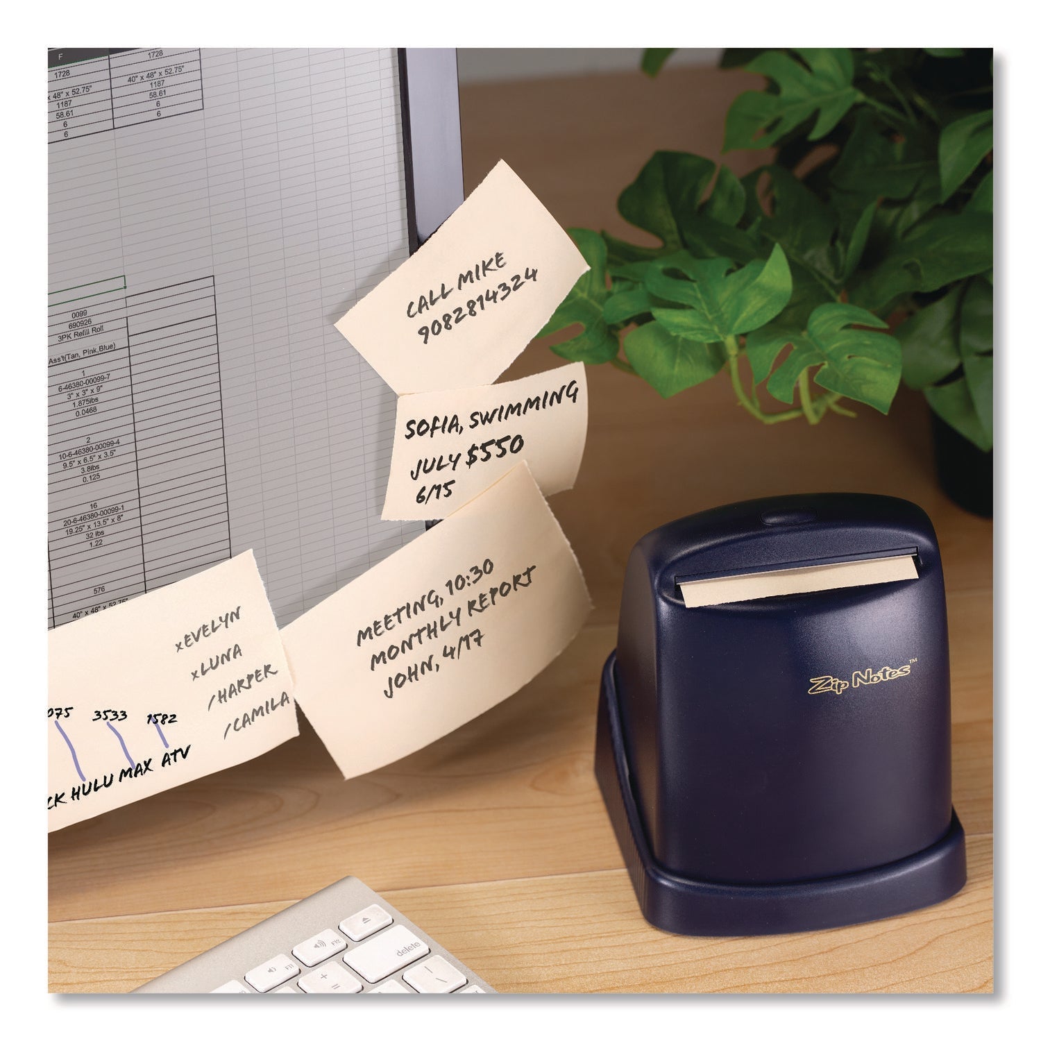 Zip Notes™ Executive Dispenser, For 150 ft x 3" Rolls, Black, Includes (1) Refill Roll and (2) AA Batteries - Bloom Skins