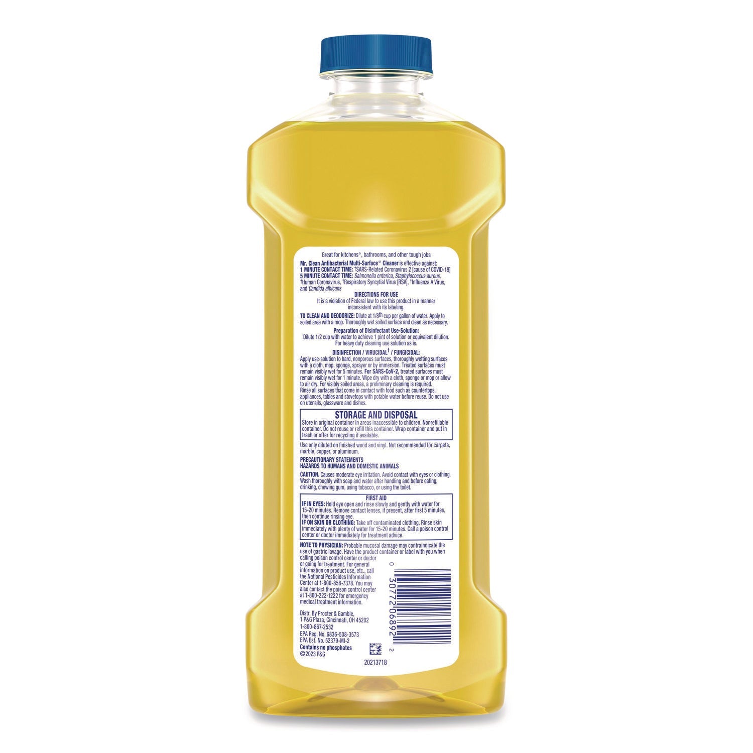 Mr. Clean® Multi-Surface Antibacterial Cleaner, Lemon Scent, 23 oz Bottle, 6/Carton