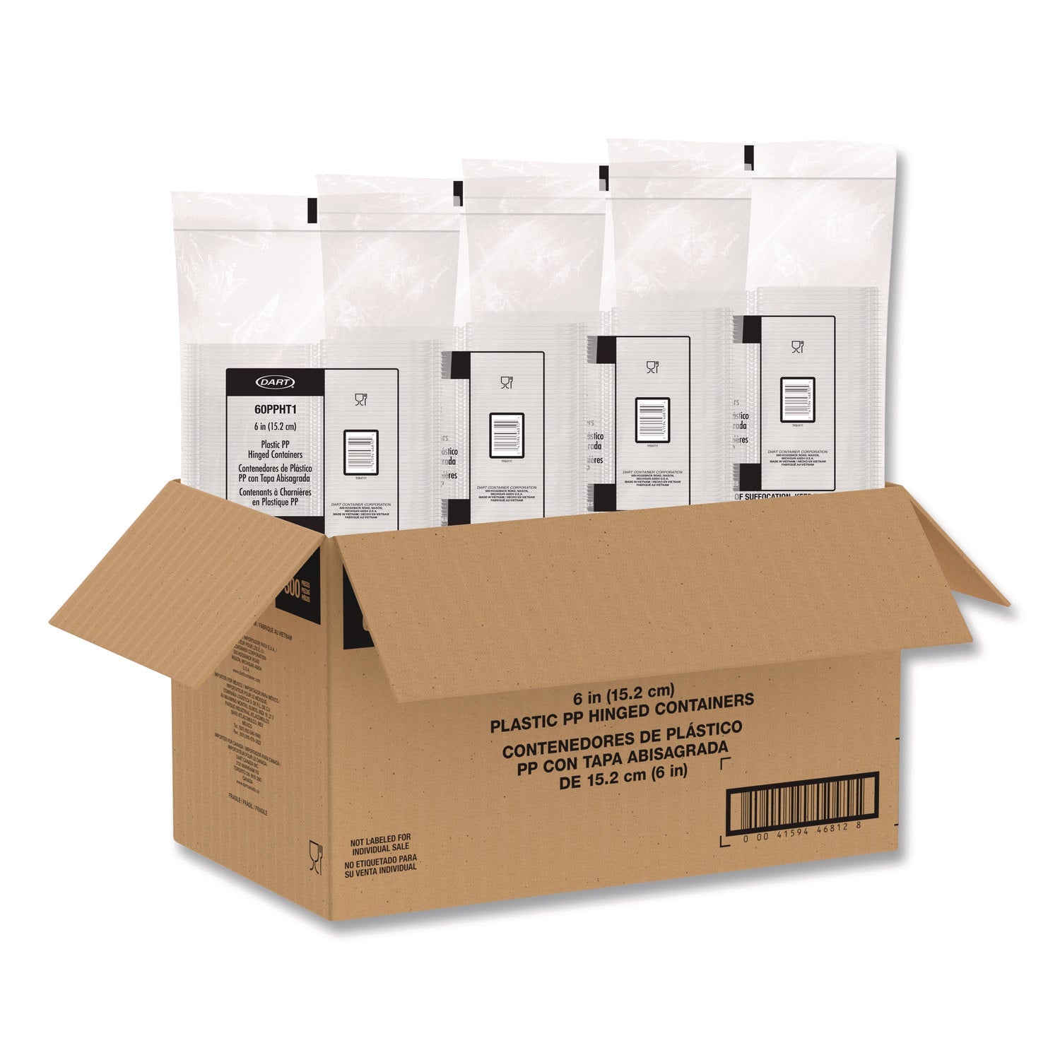 Dart® Microwaveable Hinged Containers, 6.31 x 6.31 x 3, Clear, Plastic, 300/Carton - Bloom Skins