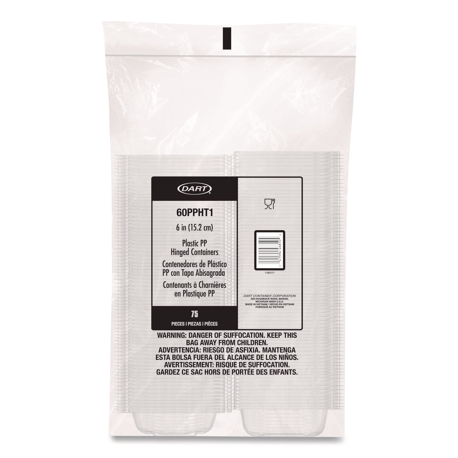 Dart® Microwaveable Hinged Containers, 6.31 x 6.31 x 3, Clear, Plastic, 300/Carton - Bloom Skins