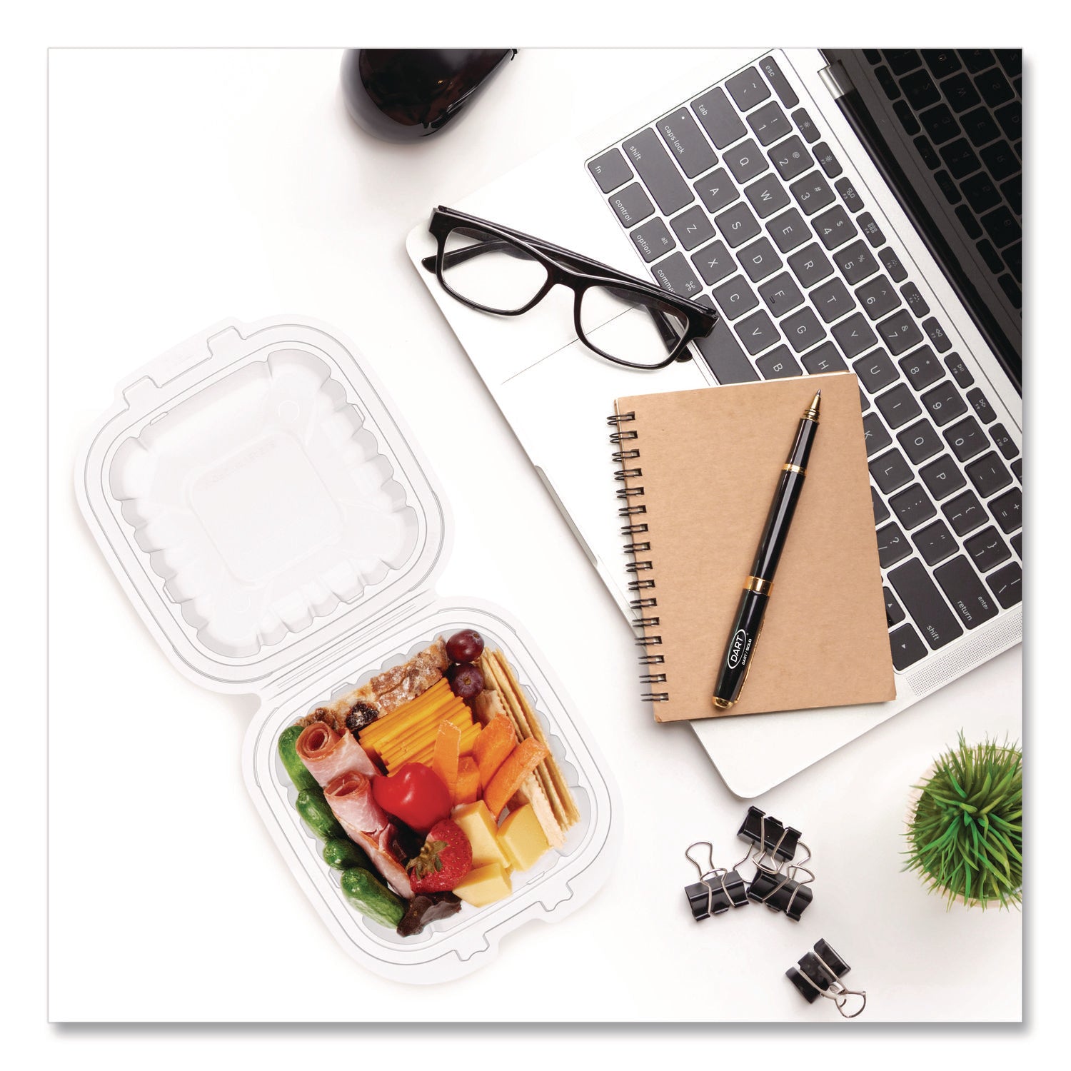 Dart® Microwaveable Hinged Containers, 6.31 x 6.31 x 3, Clear, Plastic, 300/Carton - Bloom Skins