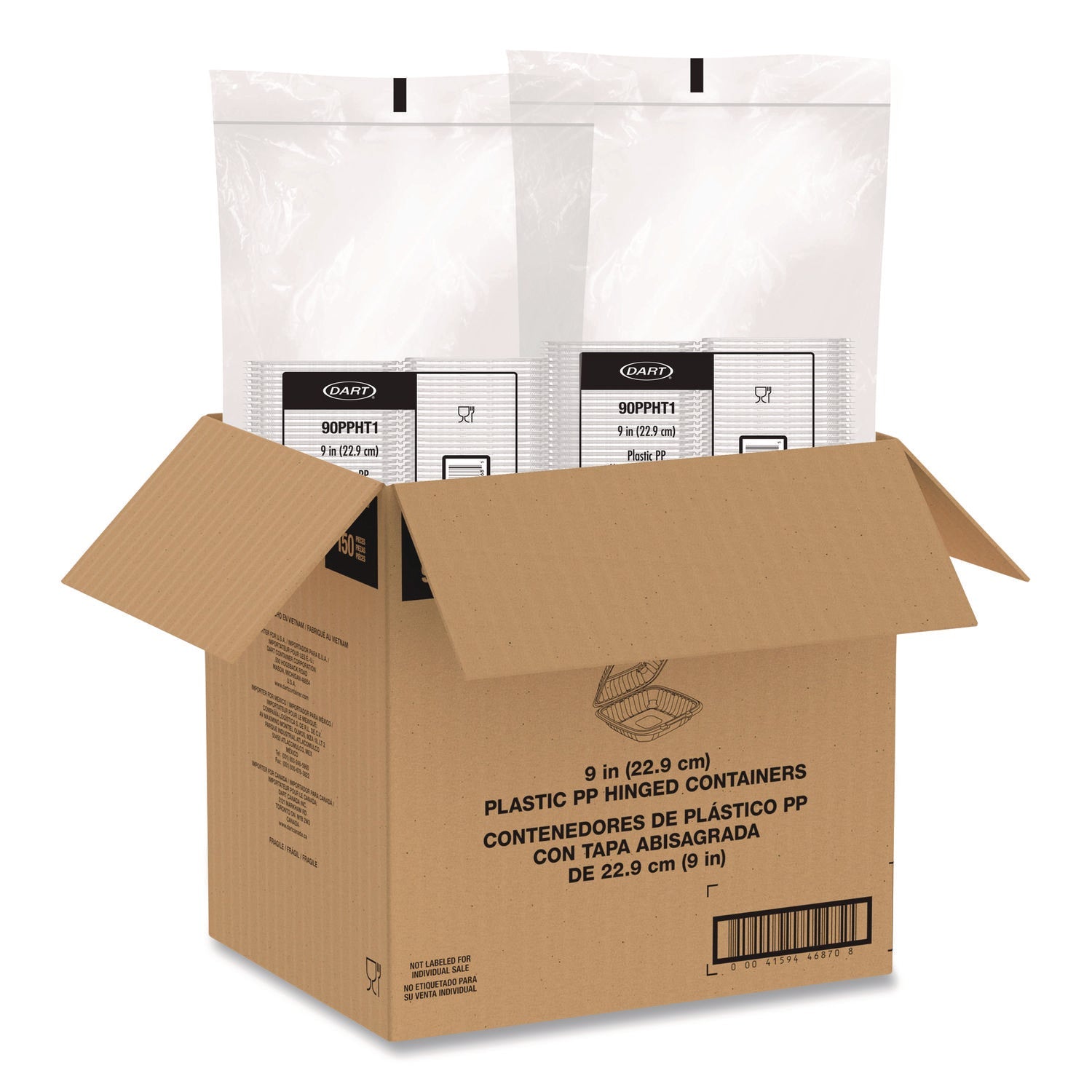 Dart® Microwaveable Hinged Containers, 9 x 8.75 x 3, Clear, Plastic 150/Carton - Bloom Skins