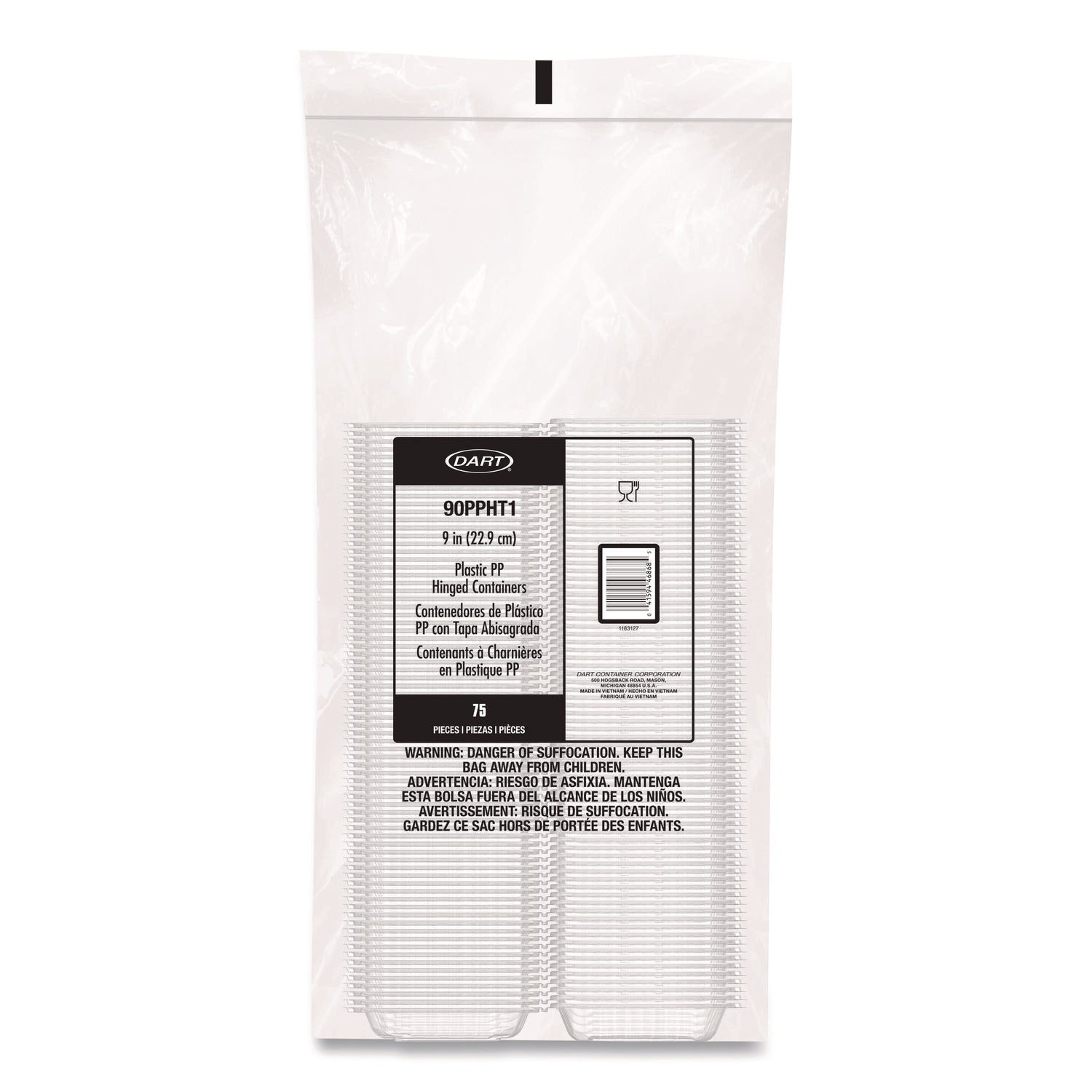 Dart® Microwaveable Hinged Containers, 9 x 8.75 x 3, Clear, Plastic 150/Carton - Bloom Skins