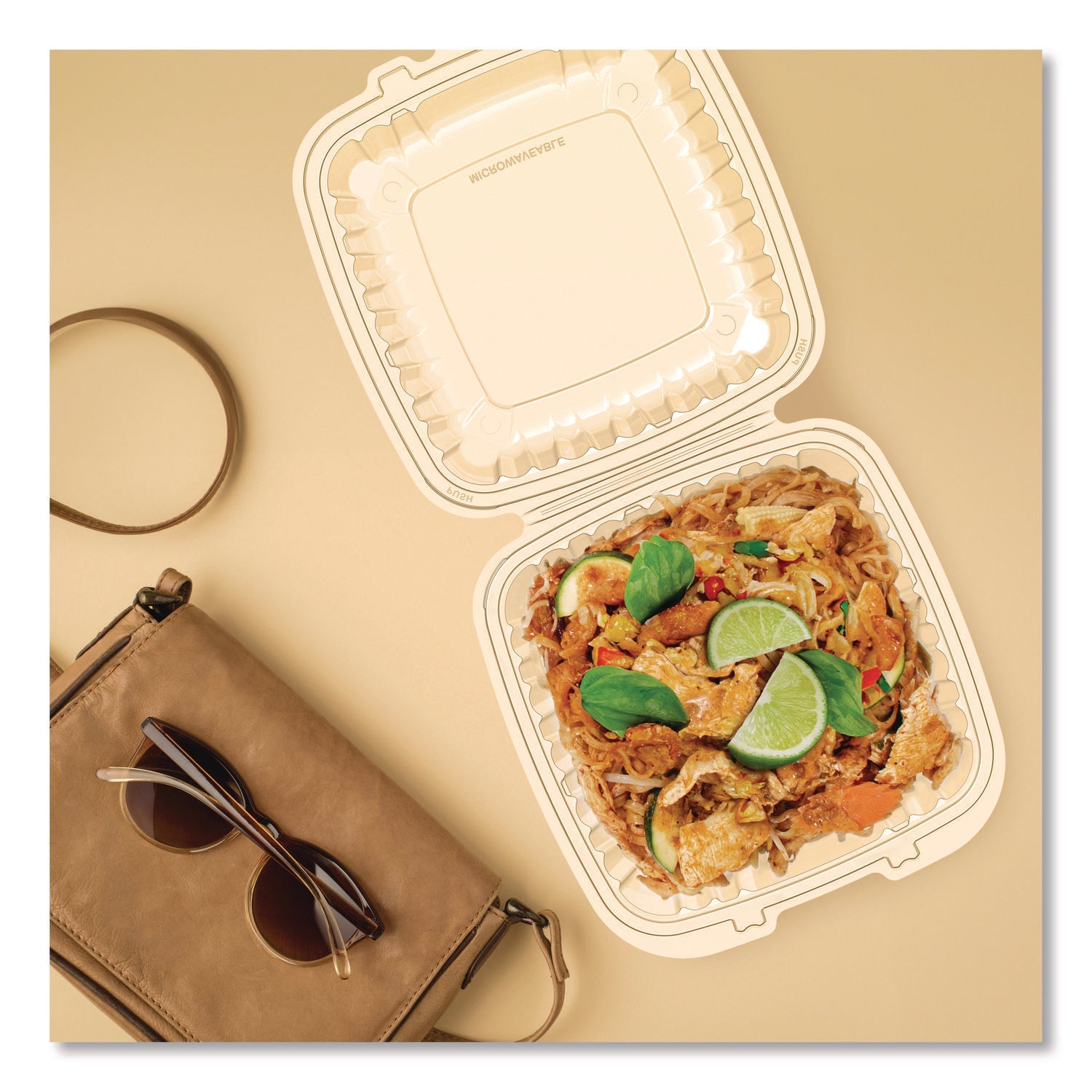 Dart® Microwaveable Hinged Containers, 9 x 8.75 x 3, Clear, Plastic 150/Carton - Bloom Skins