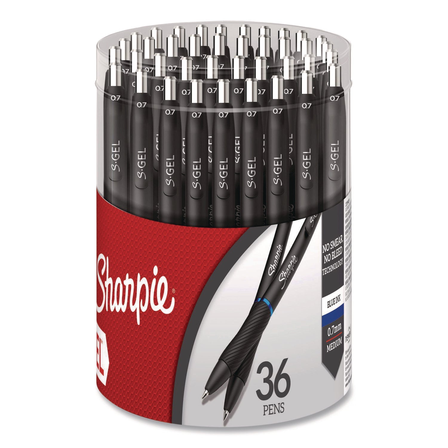 Sharpie® S-Gel™ Sharpie S-Gel Gel Pen, Retractable, Medium 0.7 mm, Blue Ink, Black Barrel, 36/Pack - Bloom Skins
