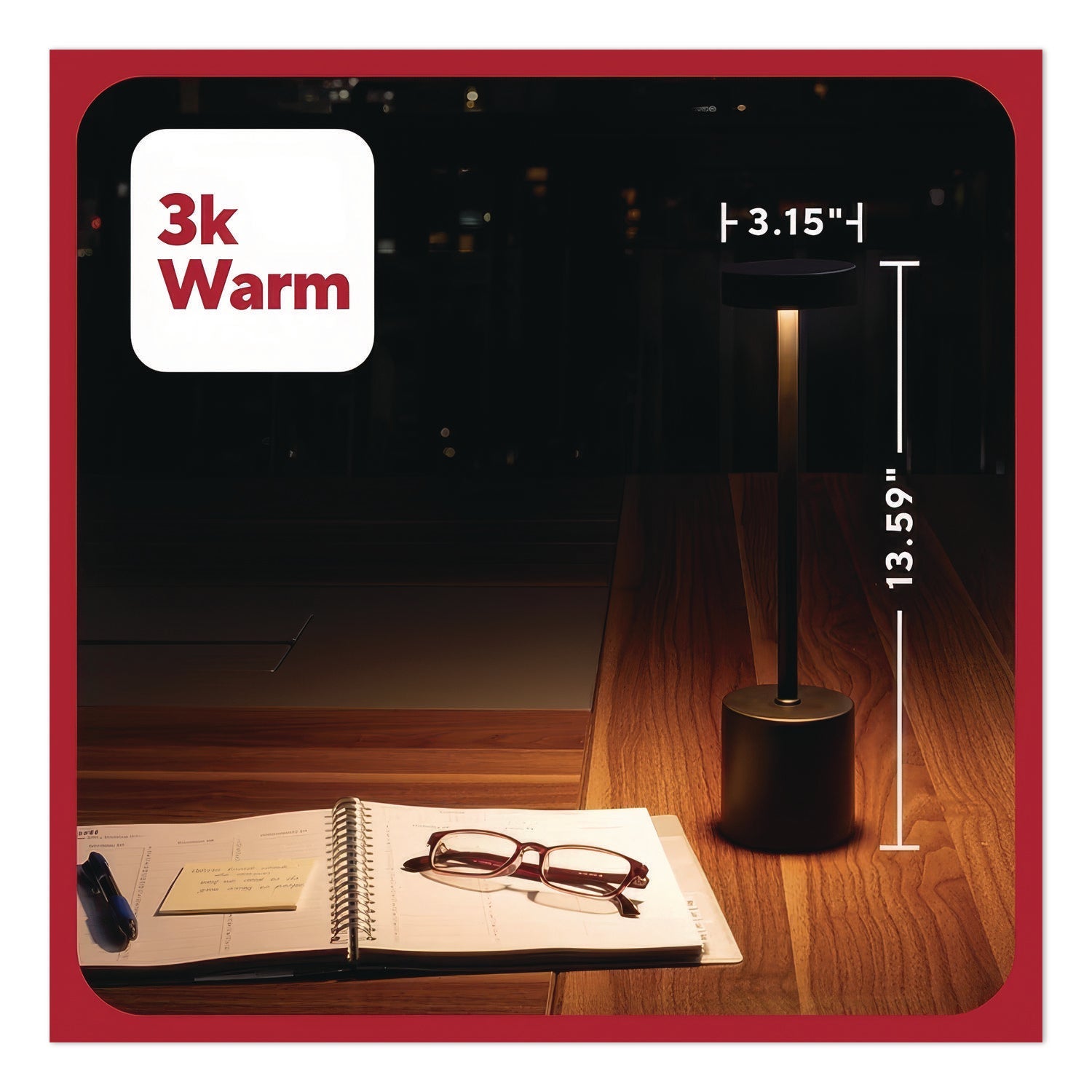 TRU RED™ LED Desk Lamp, Candlestick Neck, 13.5" High, Black