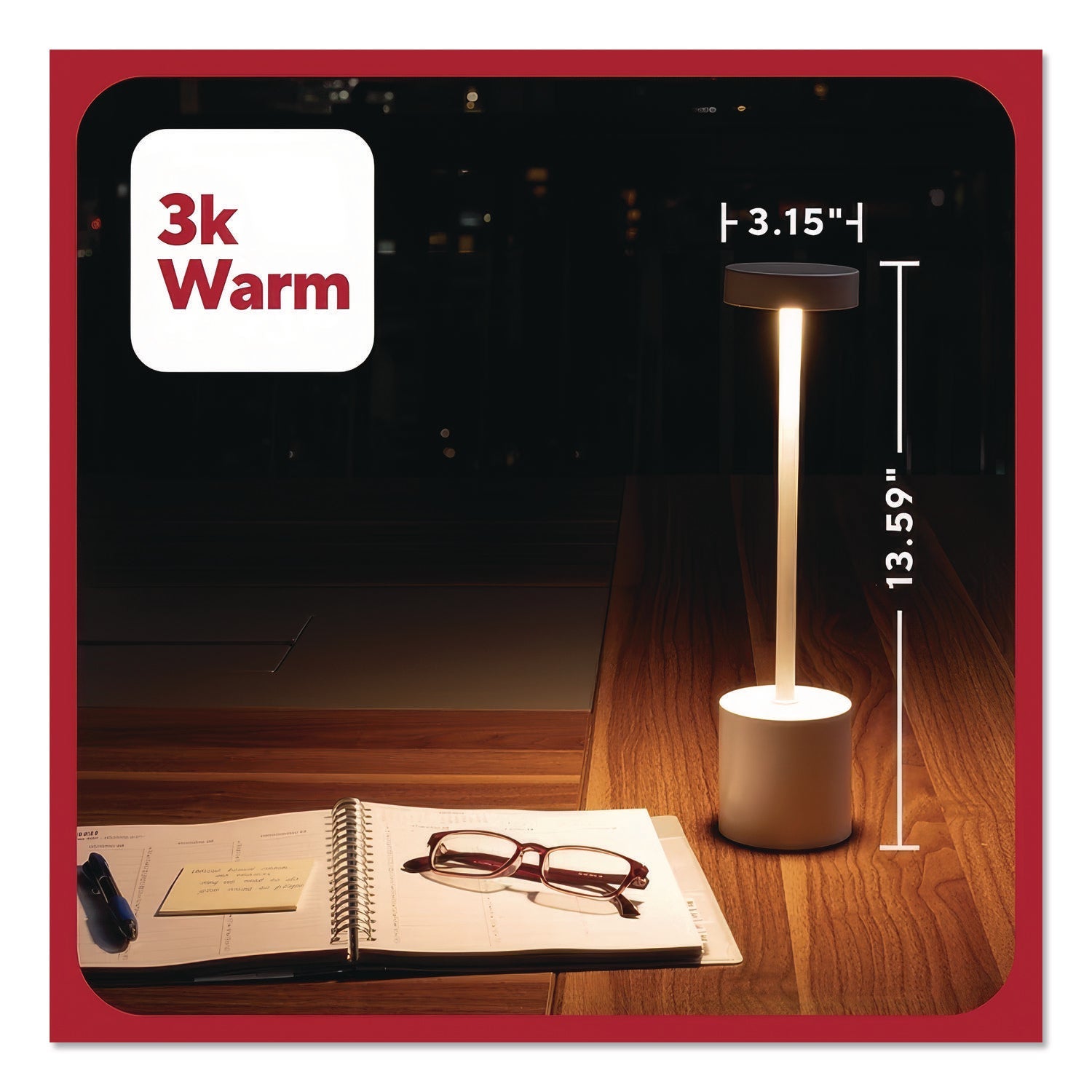 TRU RED™ LED Desk Lamp, Candlestick Neck, 13.5" High, White