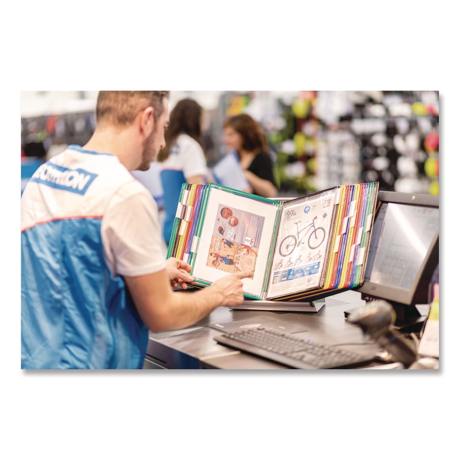 djois® by Tarifold Desktop Reference and Display System, 30 Panels with Assorted Borders, White Base - Bloom Skins