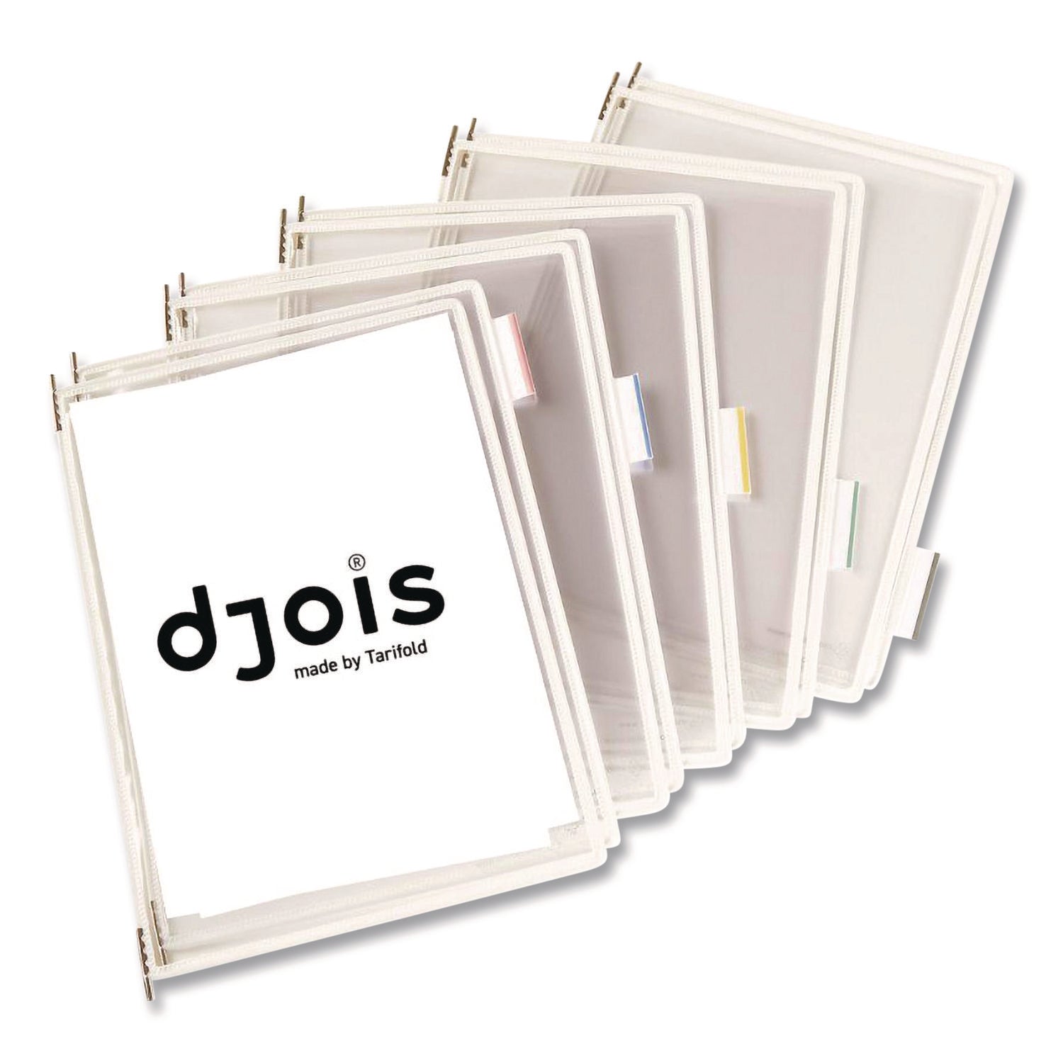 djois® by Tarifold Antimicrobial Desktop Reference and Display System, 10 Panels with White Borders, White Base - Bloom Skins