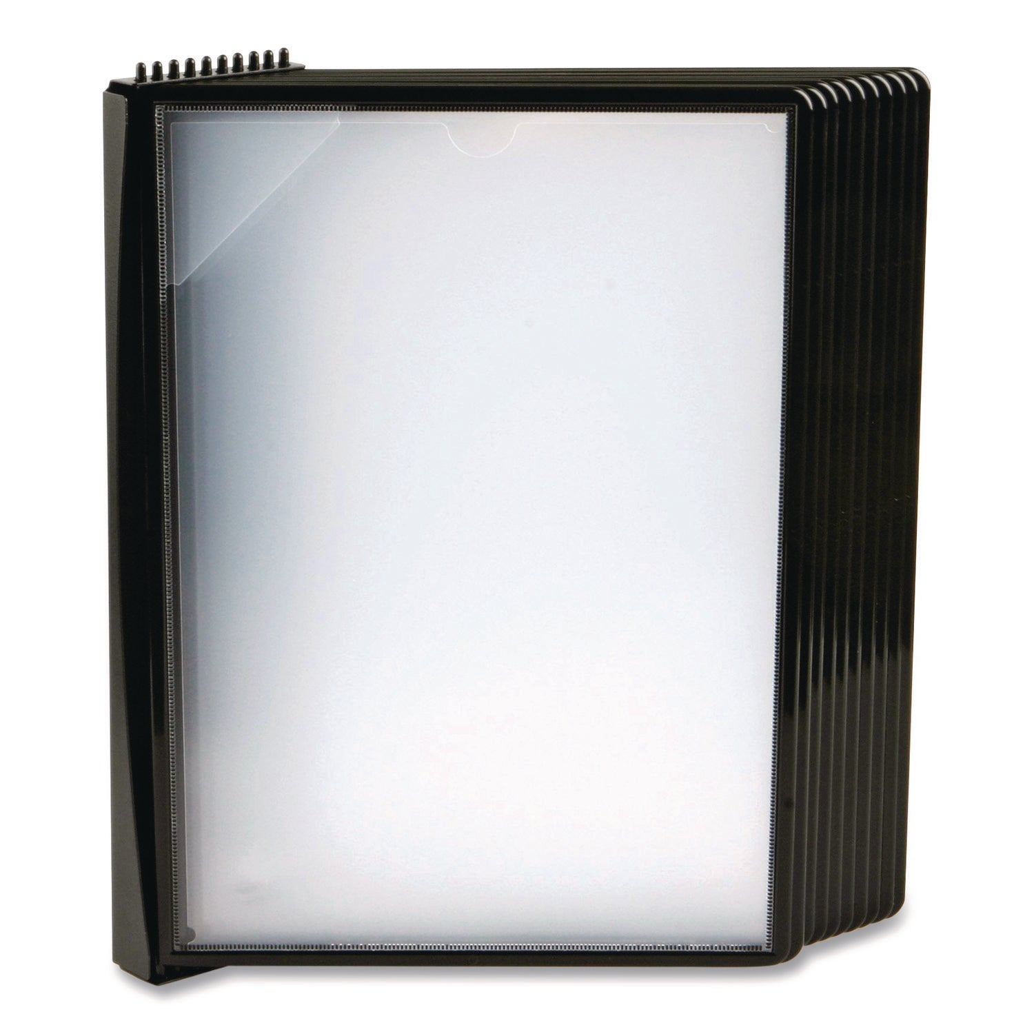 djois® by Tarifold Easy-Load Wall Display Unit, 10 Panels with Black Borders, Black Base - Bloom Skins