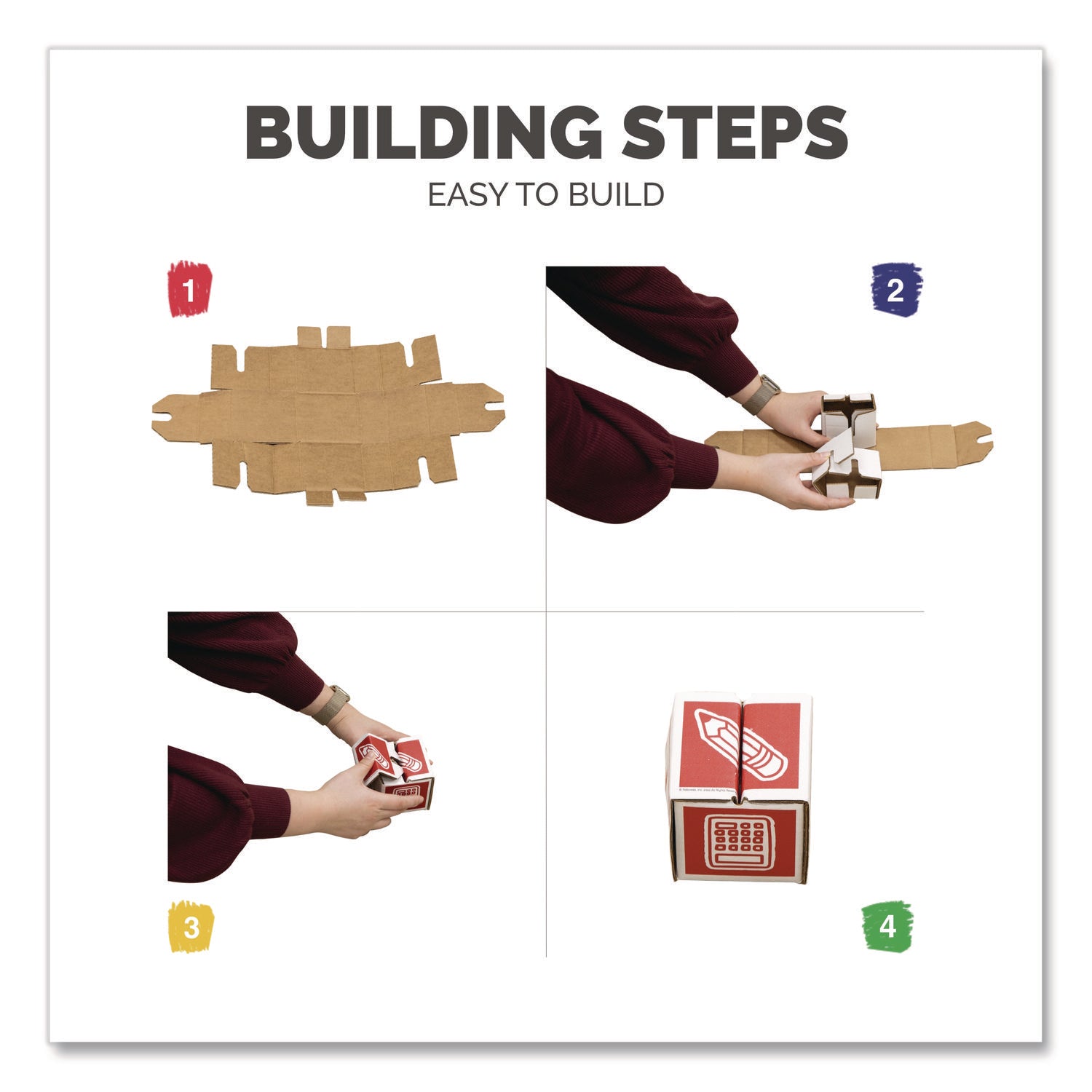 Bankers Box® At Play 123 ABC Learning Blocks, Corrugated Board, Assorted, 50/Pack - Bloom Skins