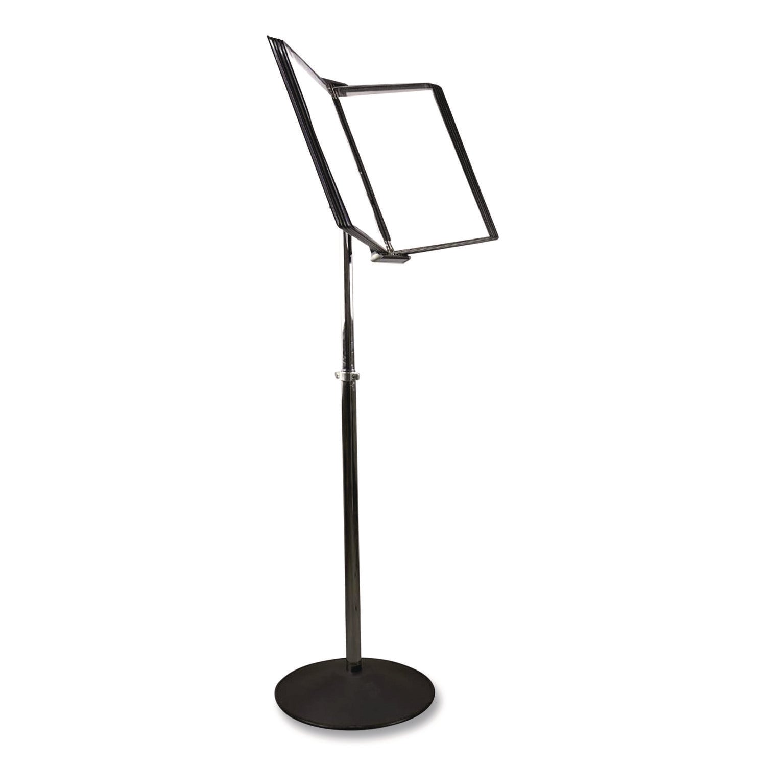 djois® by Tarifold Floor Display Document Stand, 25" to 44" Tall, 10 Panels with Black Borders, Black Base - Bloom Skins