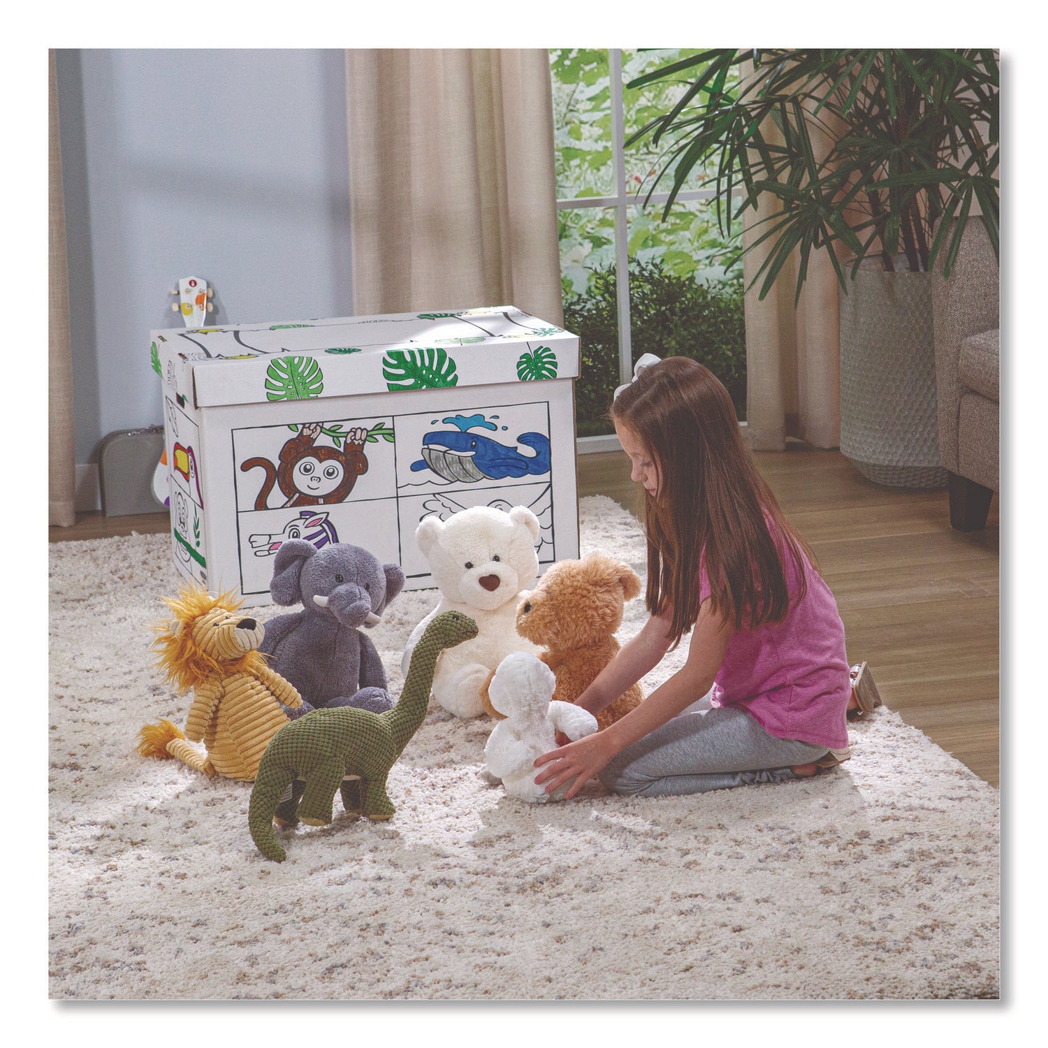 Bankers Box® At Play Color in Toy Box, Animal Design, 1 Section, 5.25 Cu Ft, 28" x 18" x 18", White/Black