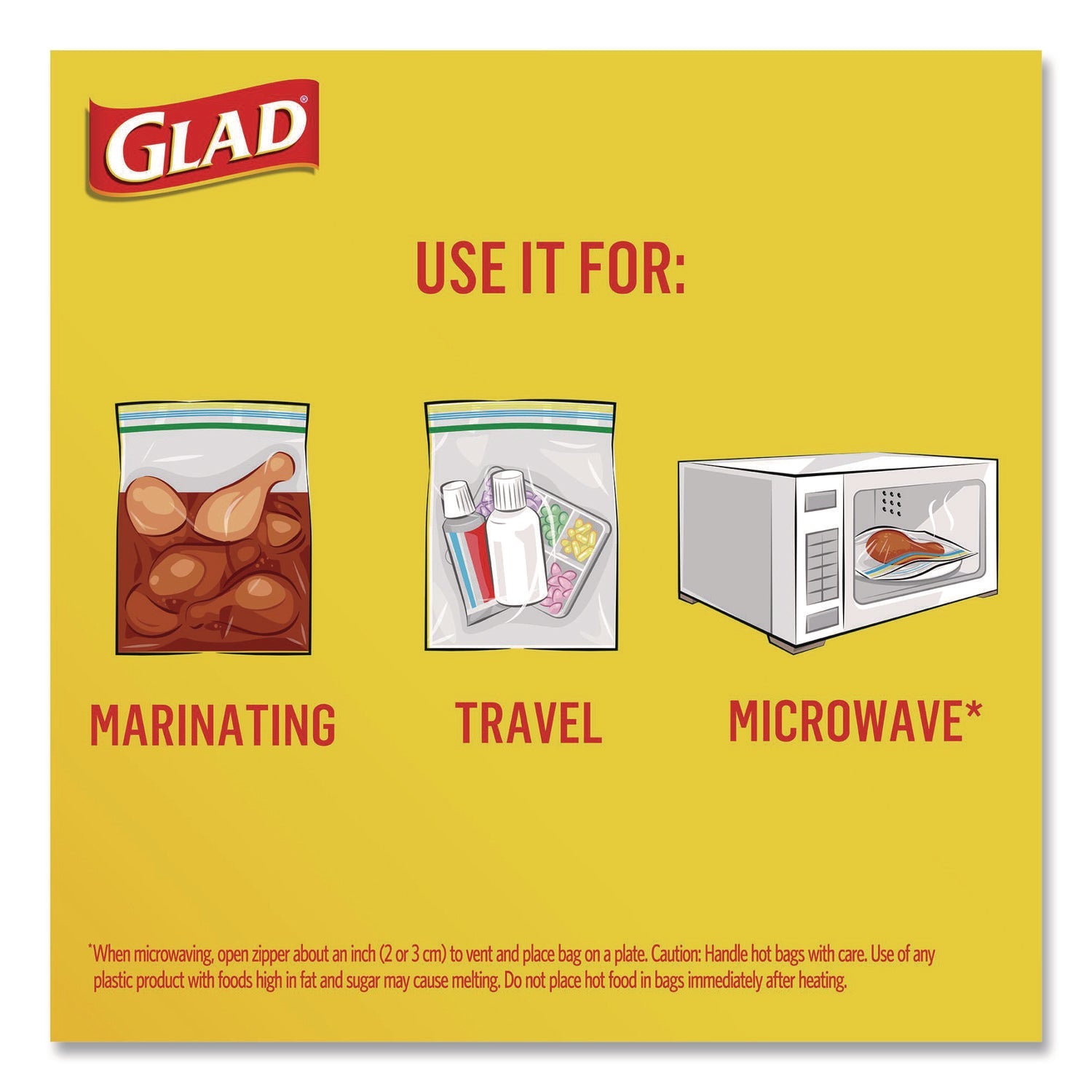 Glad® Zipper Food Storage Plastic Bags, Freezer Bags, Quart Size, 7.75 x 8.44, Clear, 20 Bags/Box, 12 Boxes/Carton