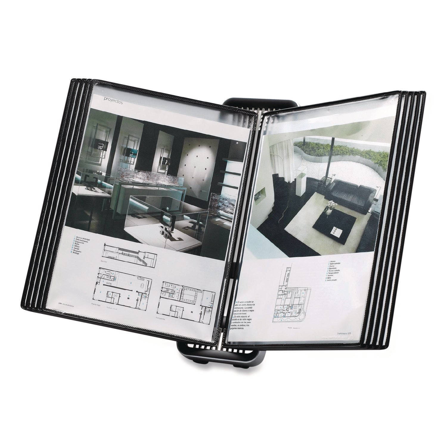 djois® by Tarifold VEO Desktop Reference System, 10 Panels with Black Borders, Black Base - Bloom Skins