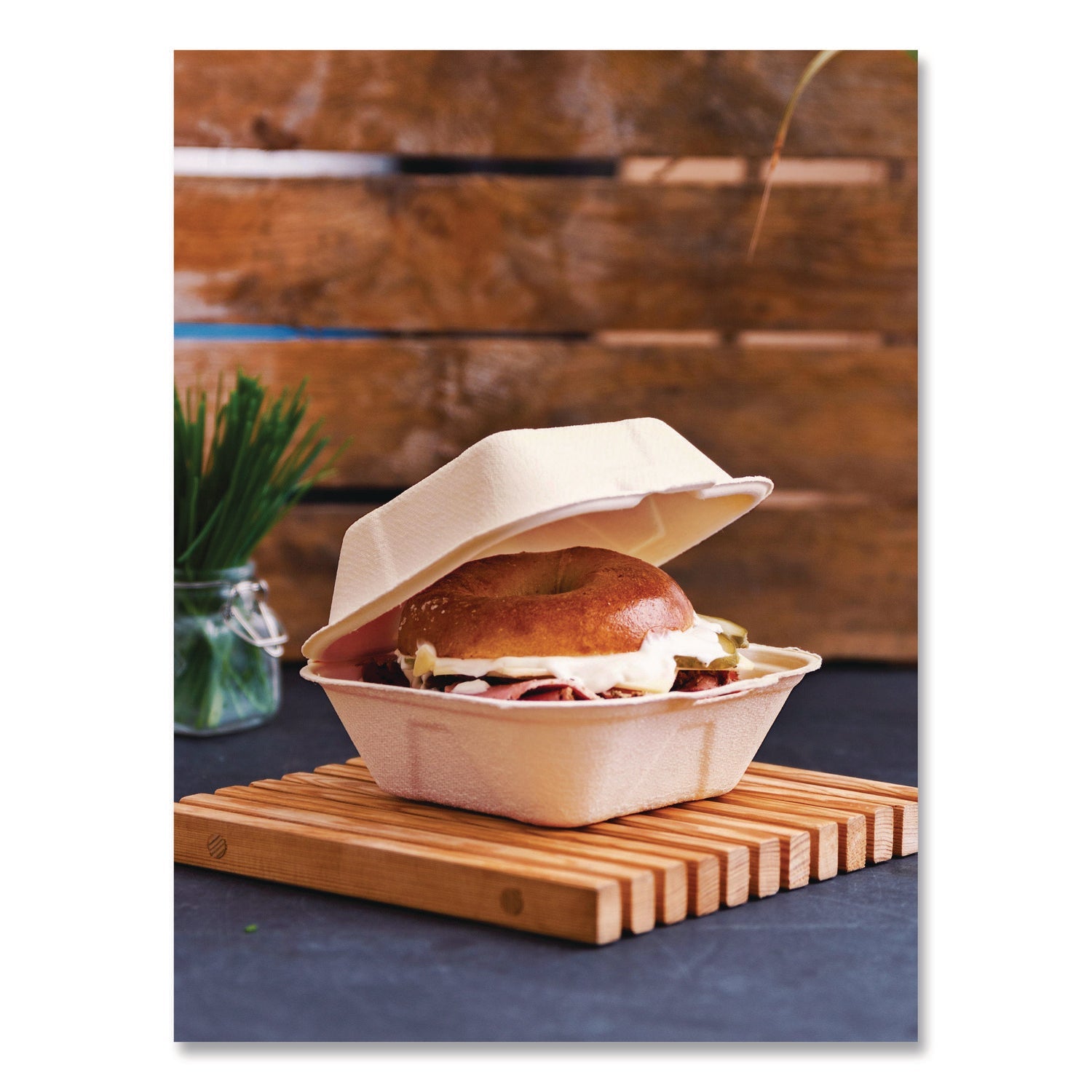 Vegware™ Nourish Molded Fiber Takeout Containers, Compostable, 5.9 x 5.9 x 2.9, White, Sugarcane, 400/Carton